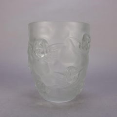 French Lalique School Figural Cherub and Angel Frosted Glass Vase, 20th Century
