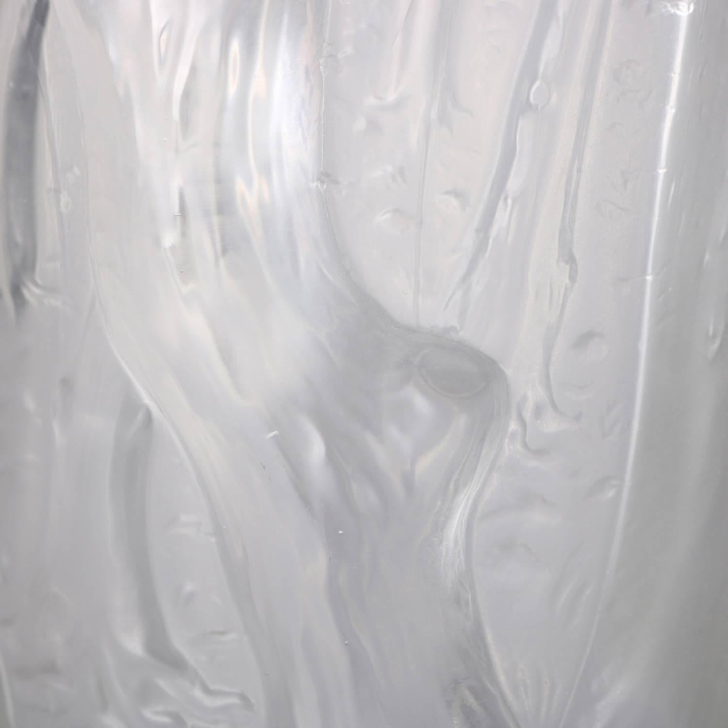 French Lalique School Frosted Crystal High Relief Woodland Vase, 20th Century 6