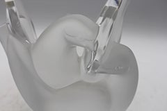 French Lalique Sylvie Crystal Loving Doves Vase