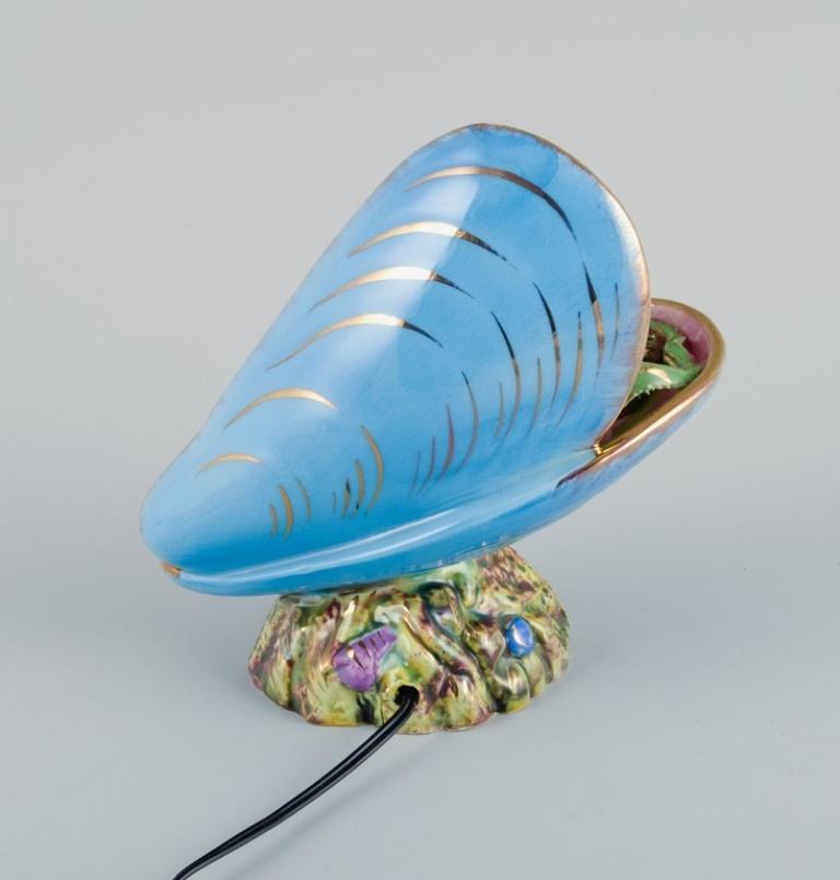 Mid-20th Century French Lamp in the Shape of a Seashell with Fish and Aquatic Plants For Sale