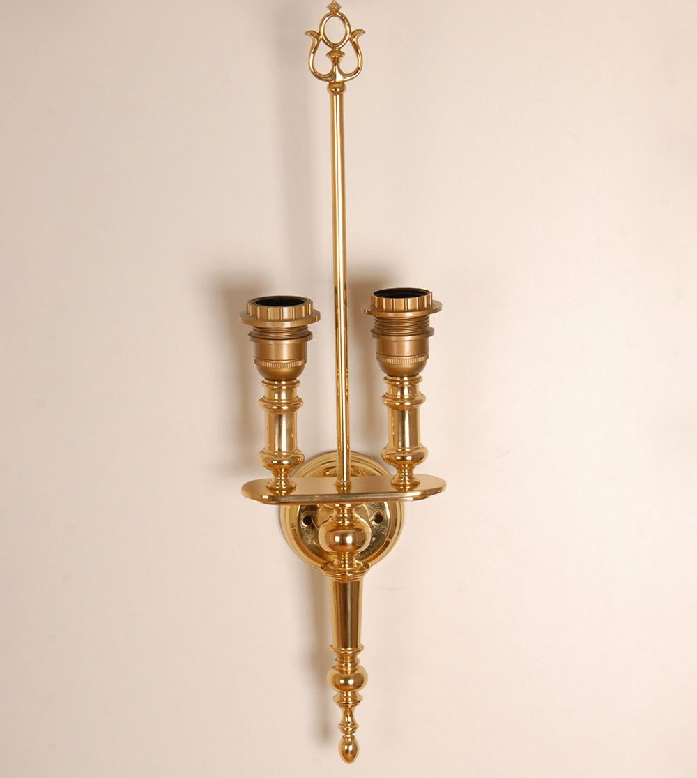 Lámparas francesas Imperio Bouillotte Imperio Apliques de pared Regencia Oro y Azul Un par Bronce en venta