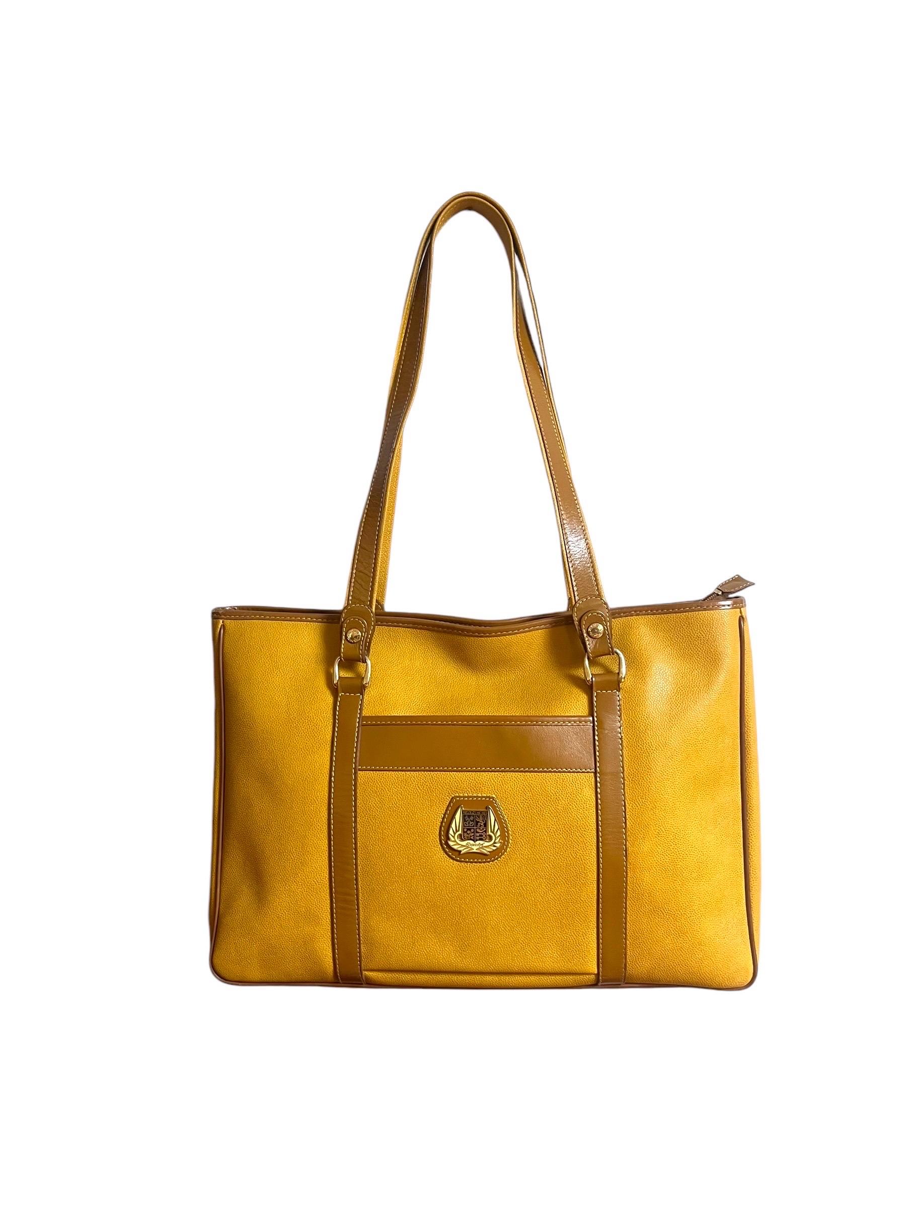 French Lancel handbag - leather - mustard & brown - vintage - fashion - Paris 5