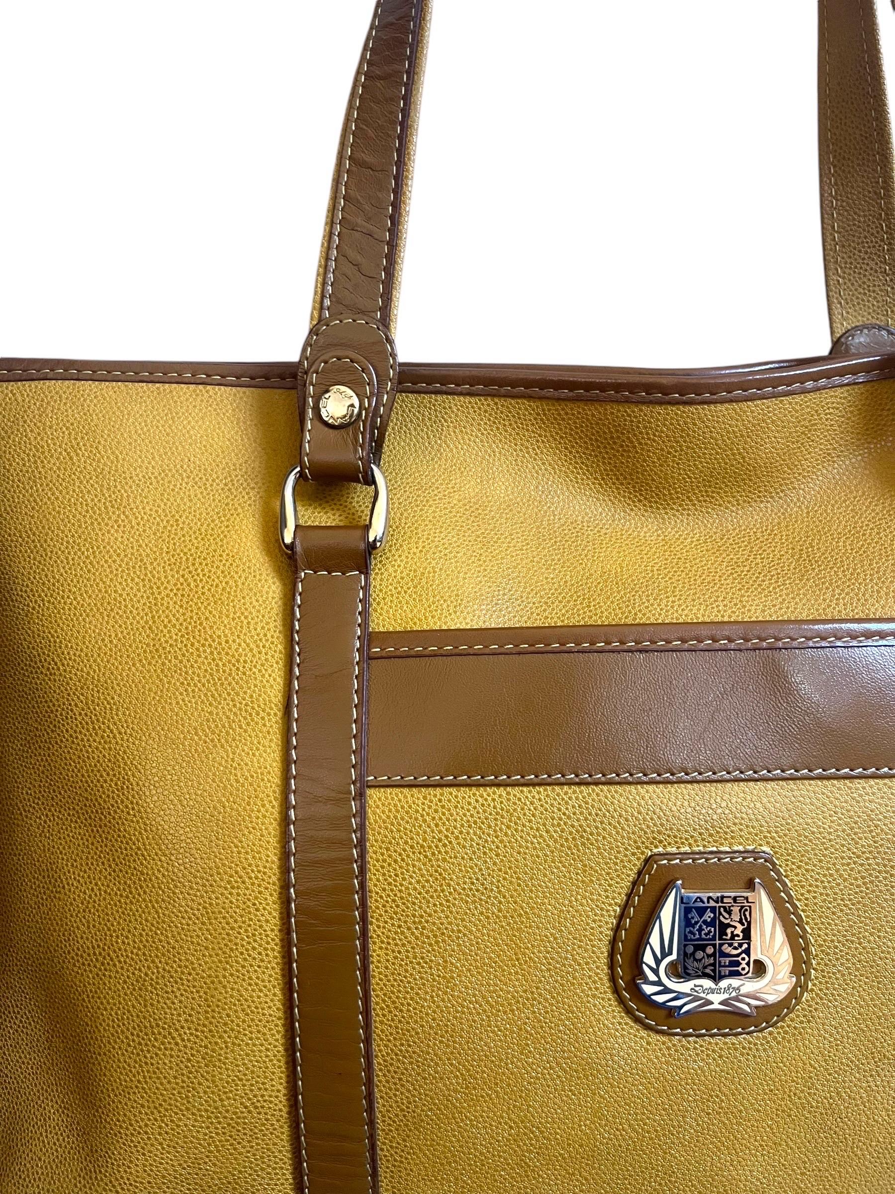 French Lancel handbag - leather - mustard & brown - vintage - fashion - Paris 7