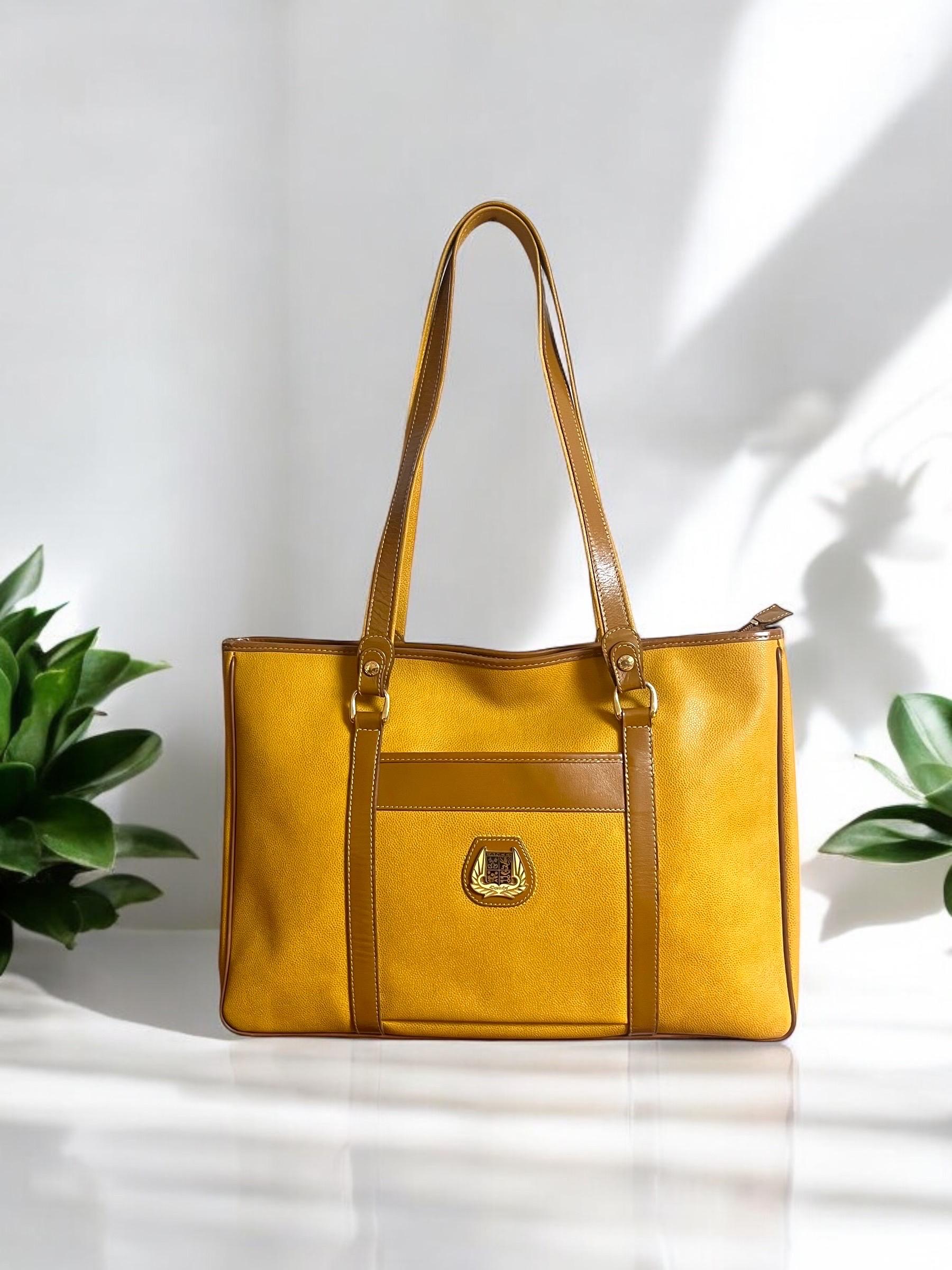 French Lancel handbag - leather - mustard & brown - vintage - fashion - Paris 11