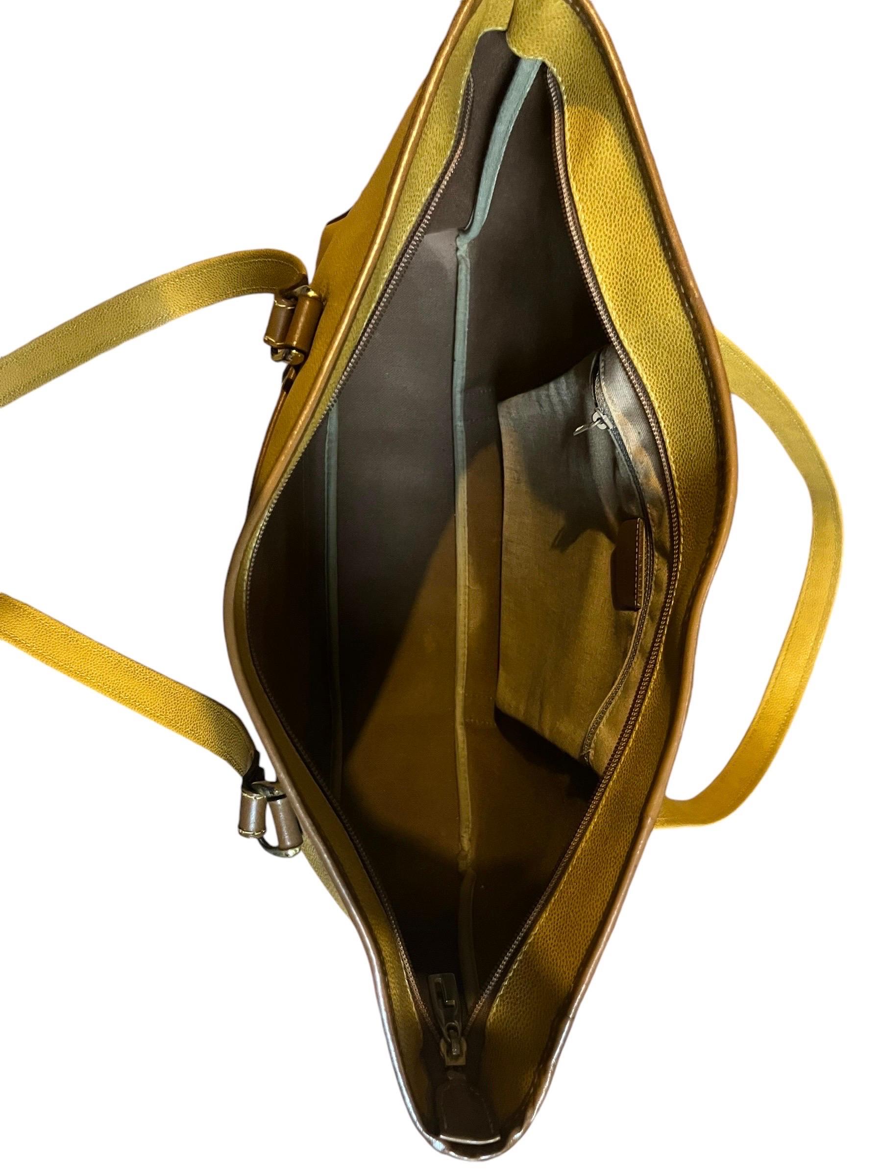 Late 20th Century French Lancel handbag - leather - mustard & brown - vintage - fashion - Paris
