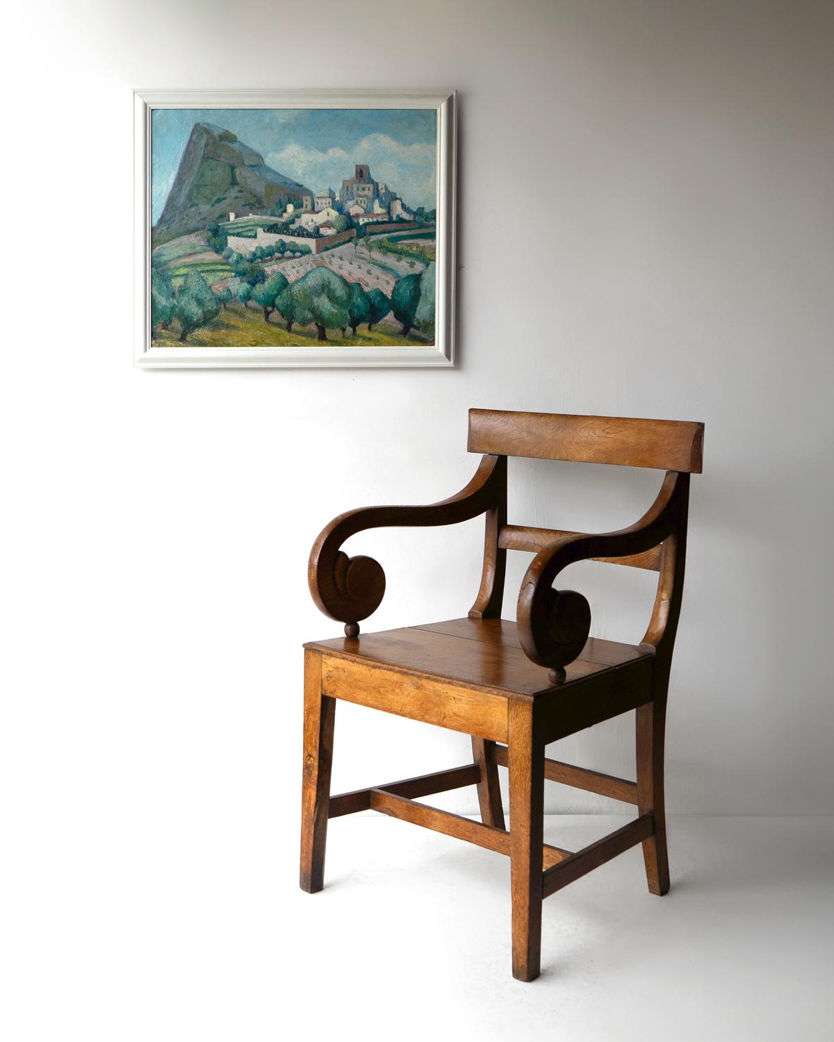 20th Century French Landscape Antique Oil Painting Attributed To Adrian Paul Allinson, 1920s