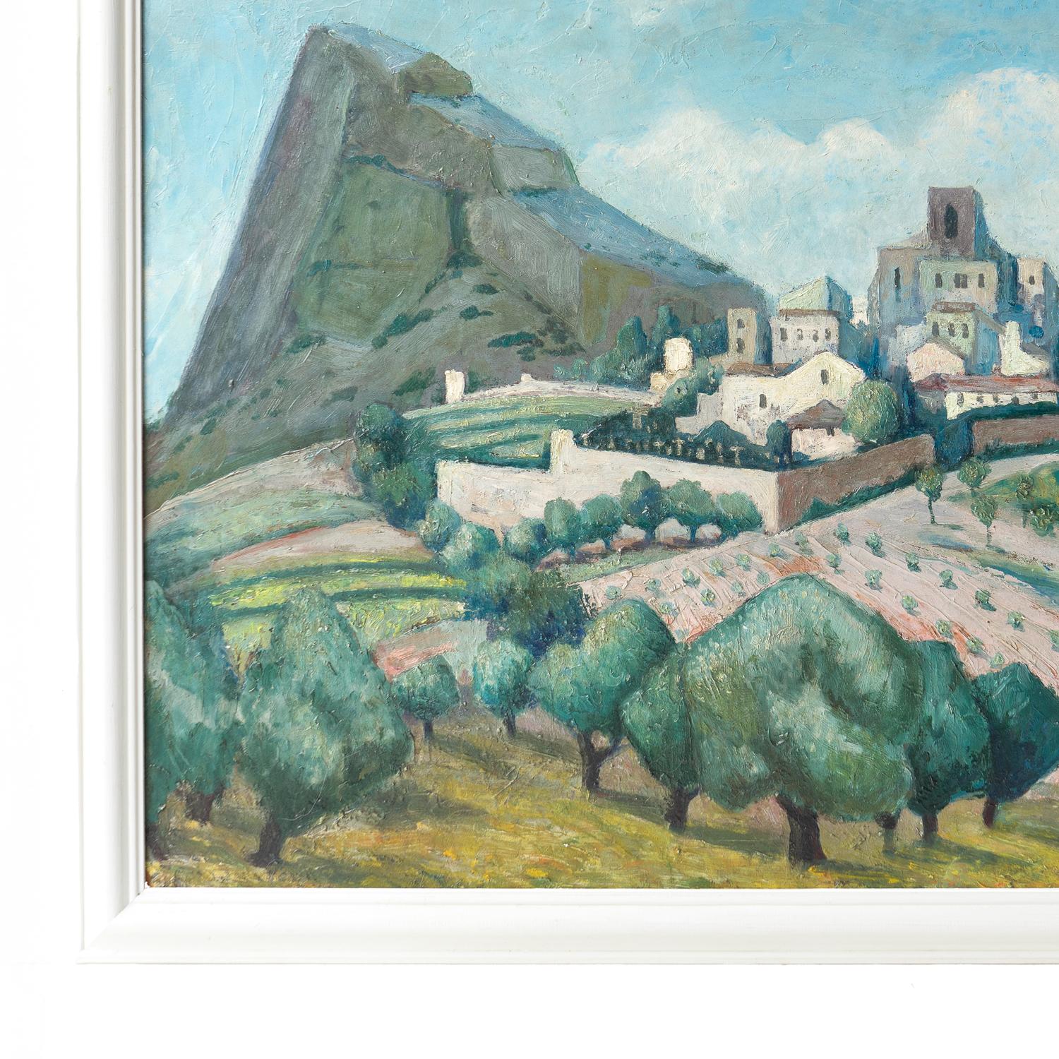 French Landscape Antique Oil Painting Attributed To Adrian Paul Allinson, 1920s For Sale 1