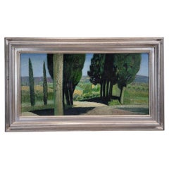 French landscape painting by René Genis green “The alley of the cypresses”