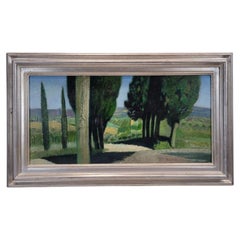 French landscape painting by René Genis green “The alley of the cypresses”