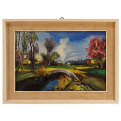 French Landscape Painting in Impressionist Style, 20th Century