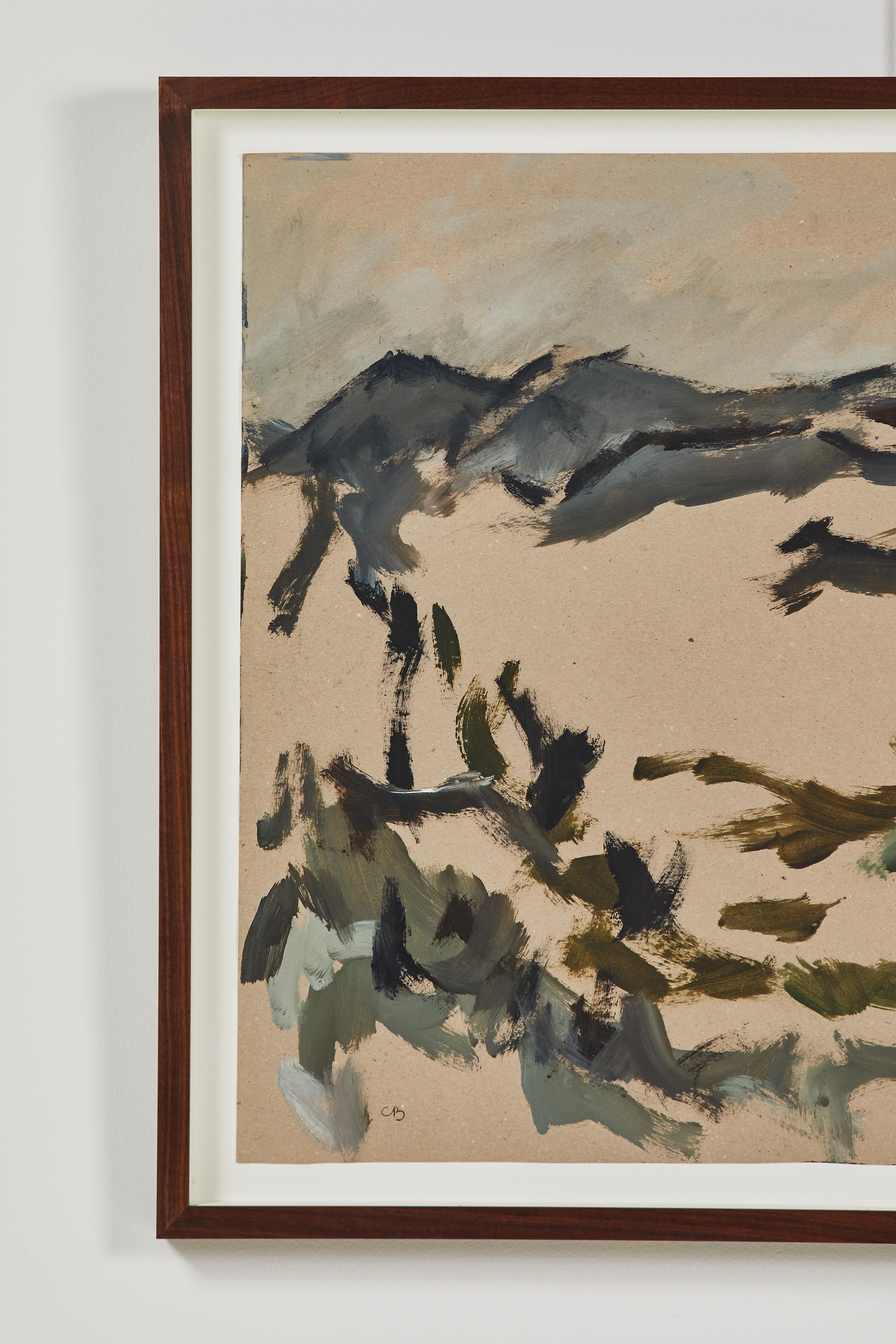 Contemporary French Landscape Painting on Paper by Caroline Beauzon