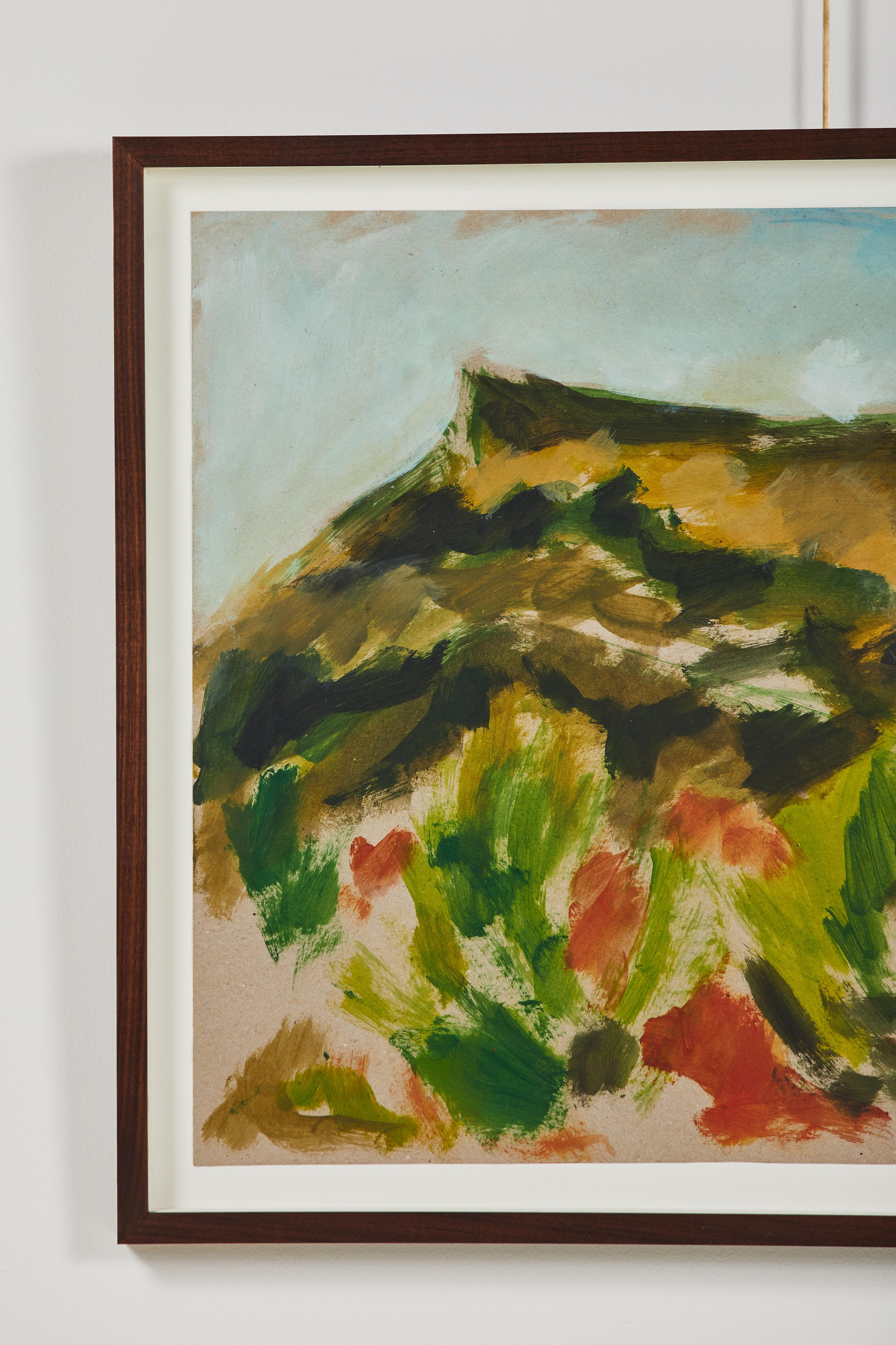 French Landscape Painting on Paper by Caroline Beauzon In New Condition In Los Angeles, CA