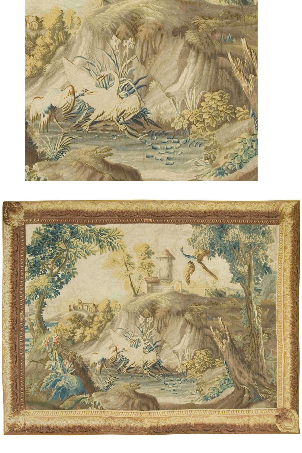 Wool French Landscape Tapestry Probably Beauvais, circa 1750  7'3 x 9'3 For Sale