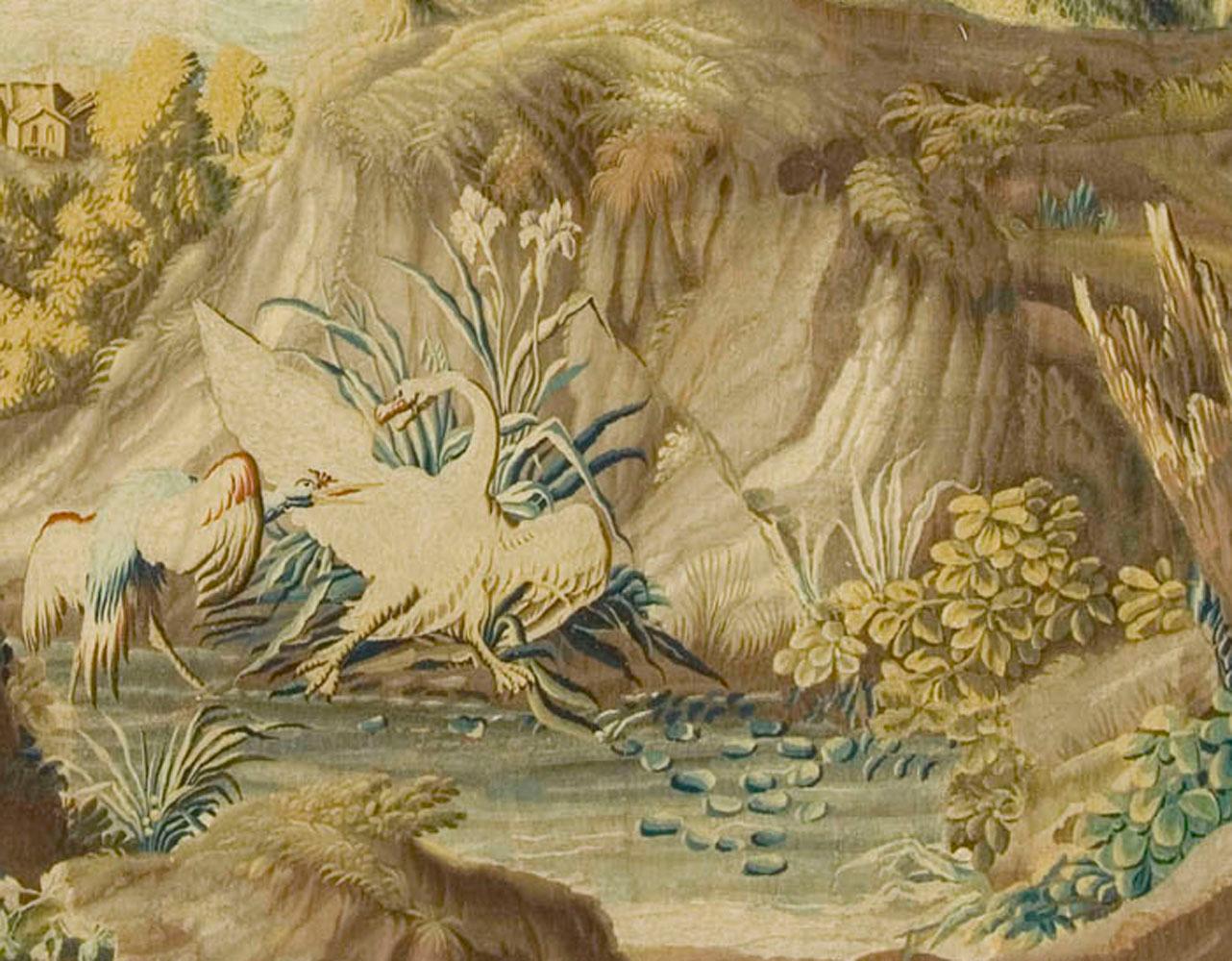 French Landscape Tapestry Probably Beauvais, circa 1750  7'3 x 9'3 For Sale 1