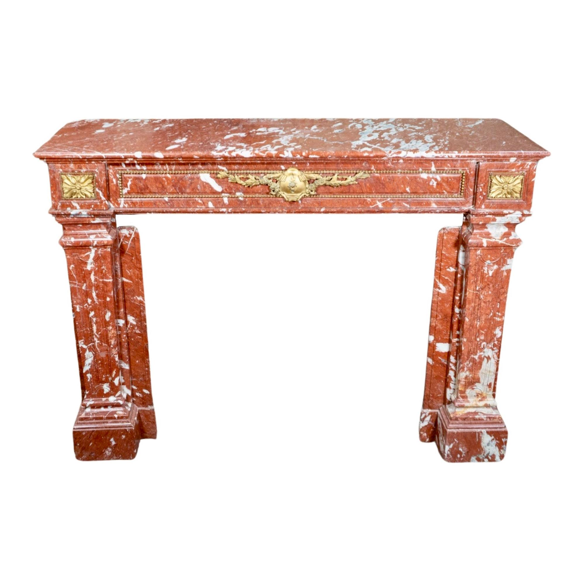 19th Century French Languedoc Red Marble Mantel For Sale