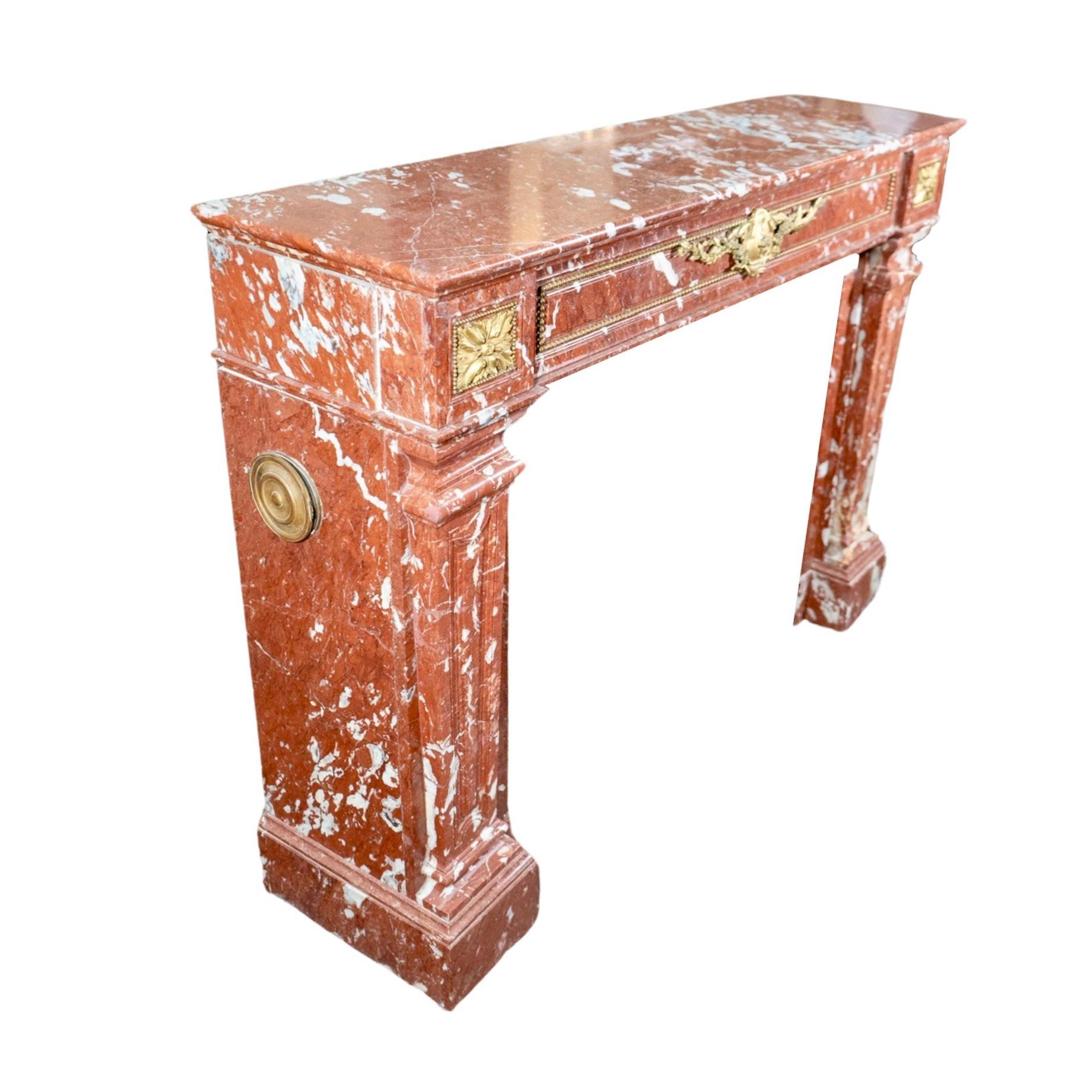 French Languedoc Red Marble Mantel For Sale 1
