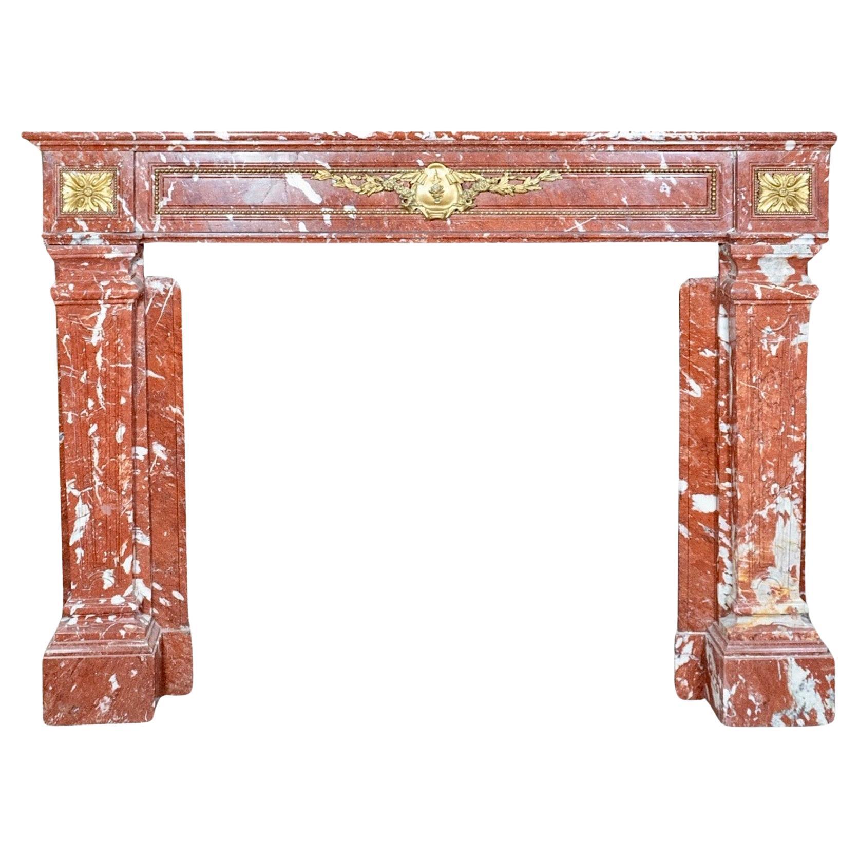 French Languedoc Red Marble Mantel For Sale