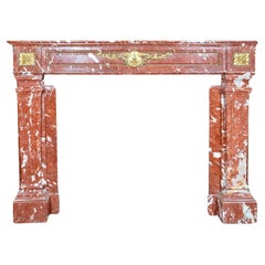 Antique French Languedoc Red Marble Mantel