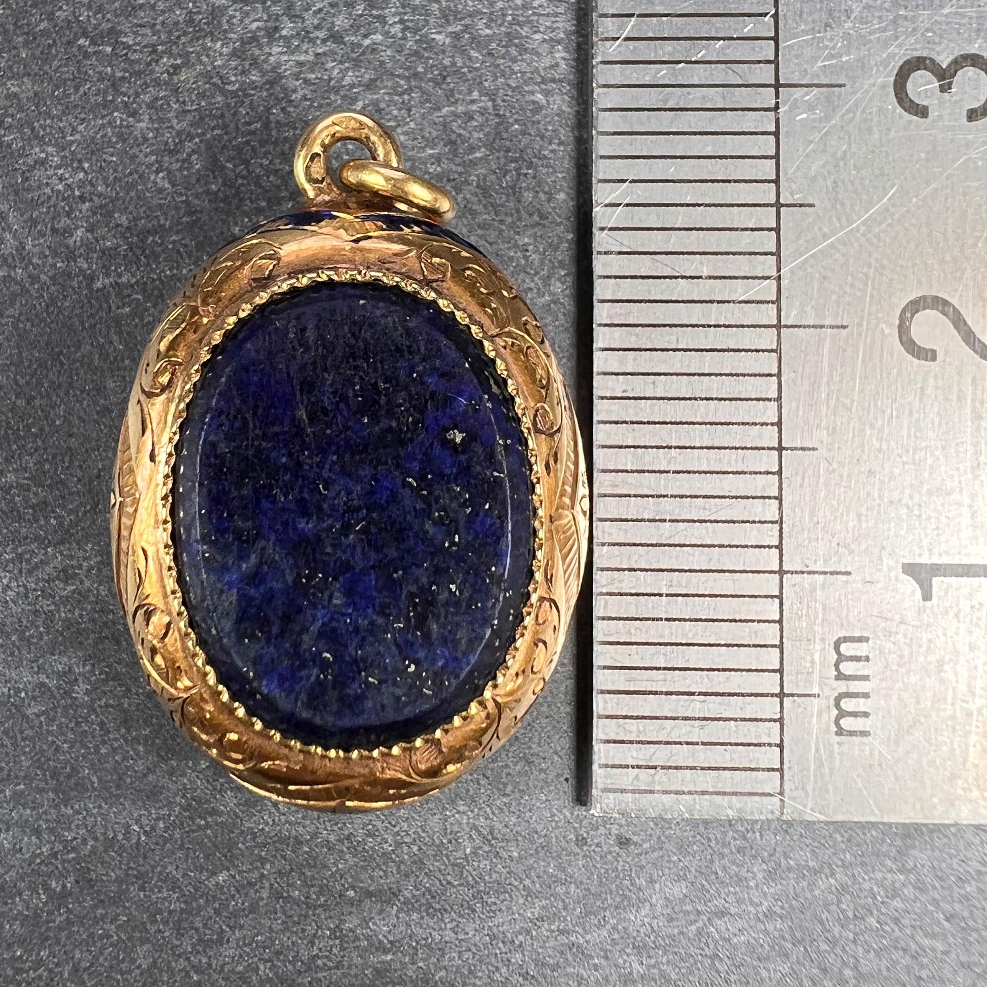 French Lapis Lazuli 18K Yellow Gold Charm Pendant  For Sale 4