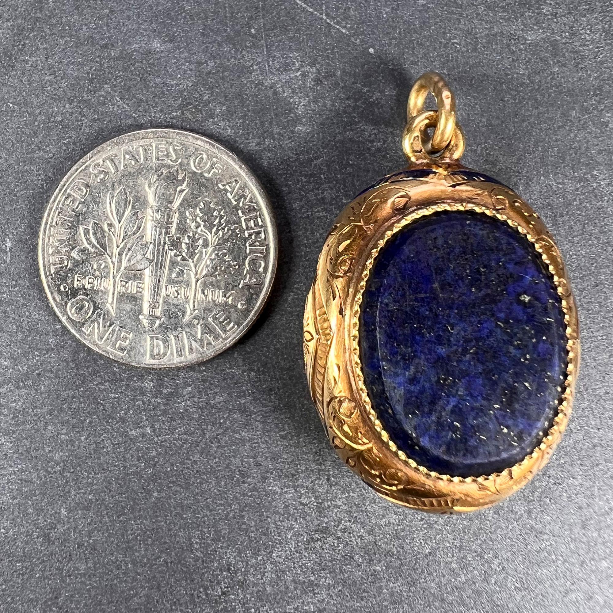 Pendentif breloque en or jaune 18 carats et lapis-lazuli français  en vente 7