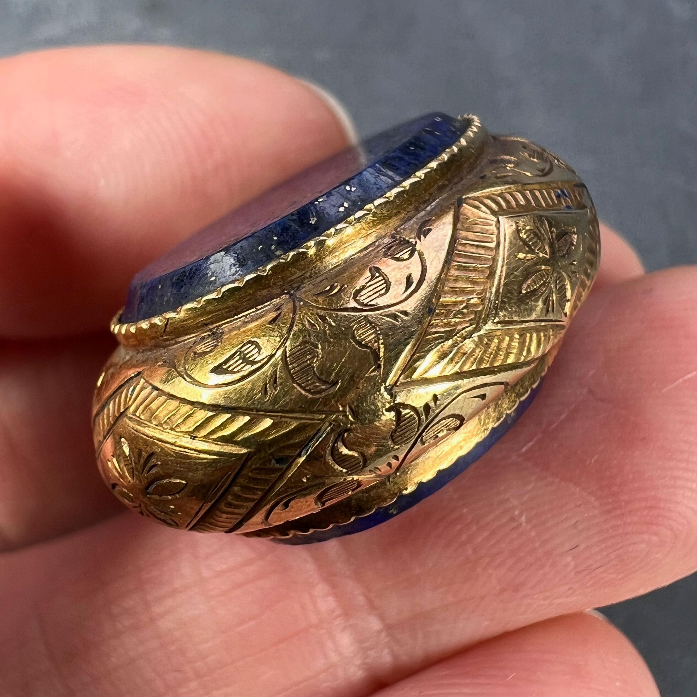 Pendentif breloque en or jaune 18 carats et lapis-lazuli français  en vente 4