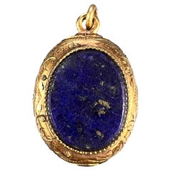 Pendentif breloque en or jaune 18 carats et lapis-lazuli français 