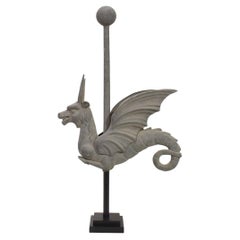 Antique French Large 19th Century Zinc Dragon/ Mythical Figure Weathervane