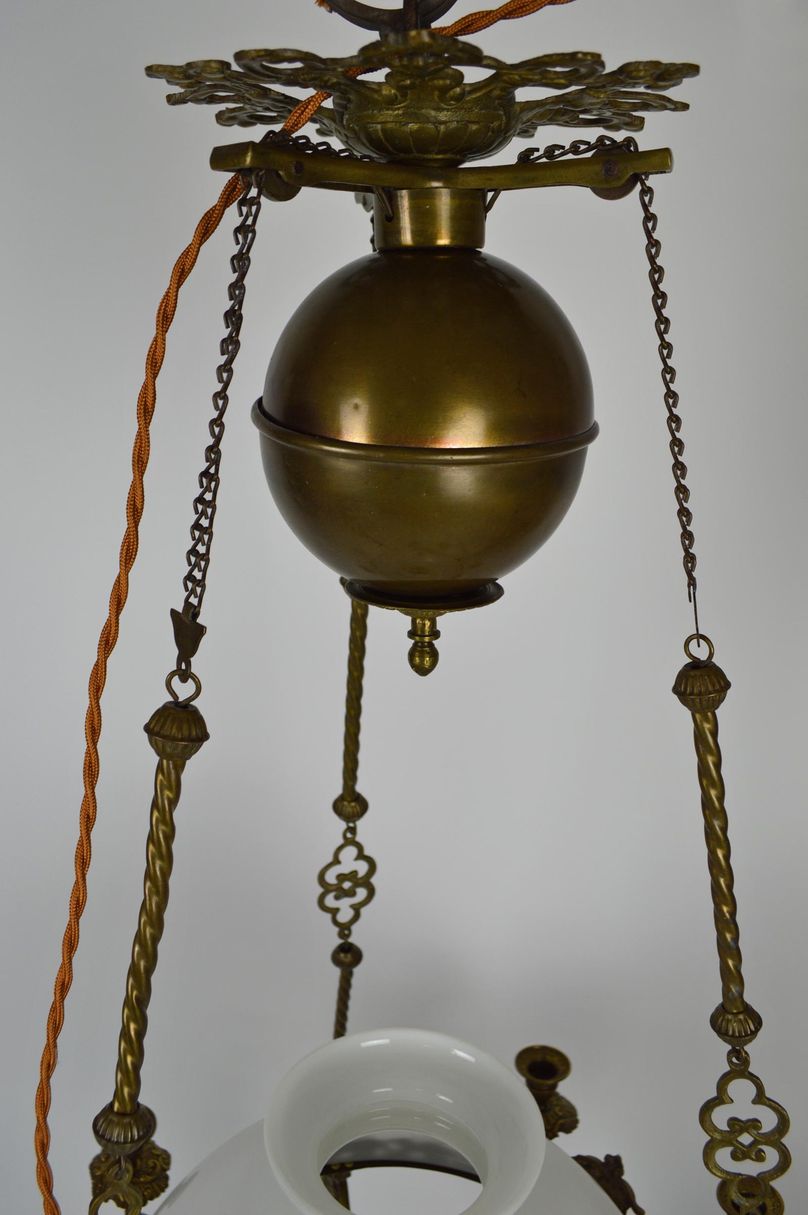 French Large Antique Chandelier in Bronze and Brass, 19th Century For Sale 7