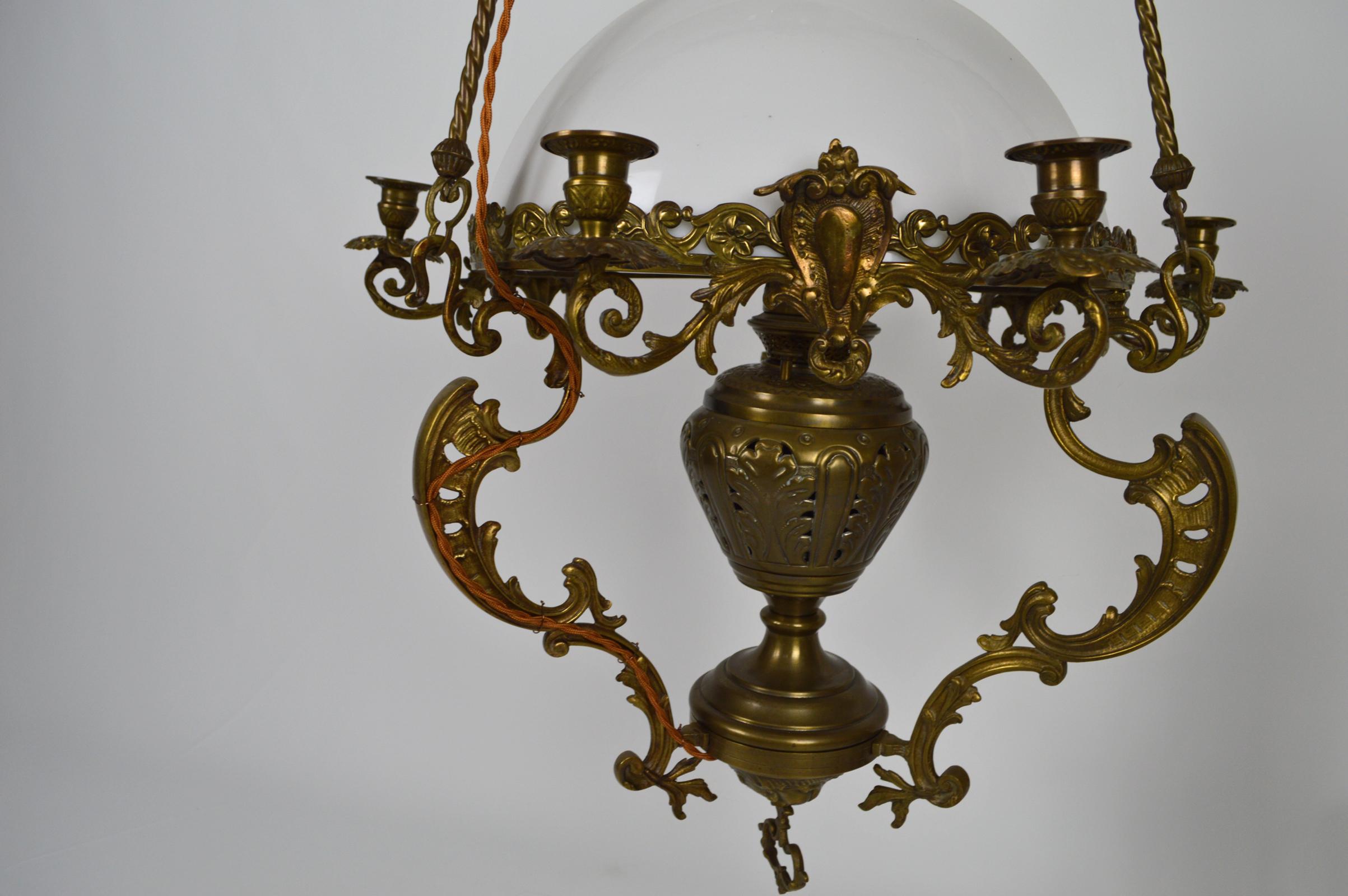 Late 19th Century French Large Antique Chandelier in Bronze and Brass, 19th Century For Sale