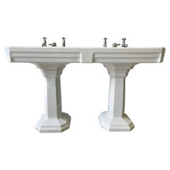 Antique French Large Art Deco Double Sink, by Porcher, Paris