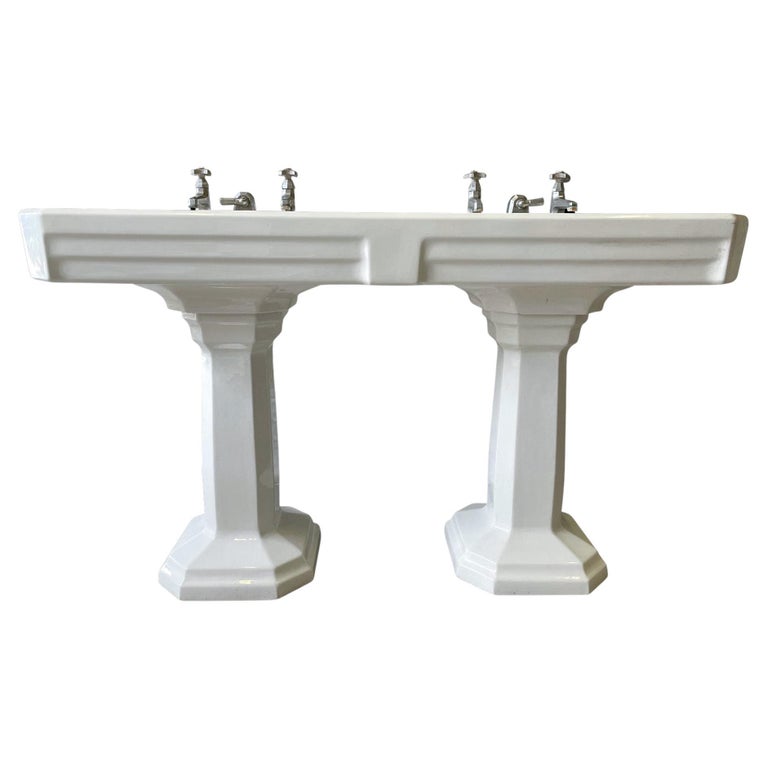 French Large Art Deco Double Sink, by Porcher, Paris For Sale at 1stDibs