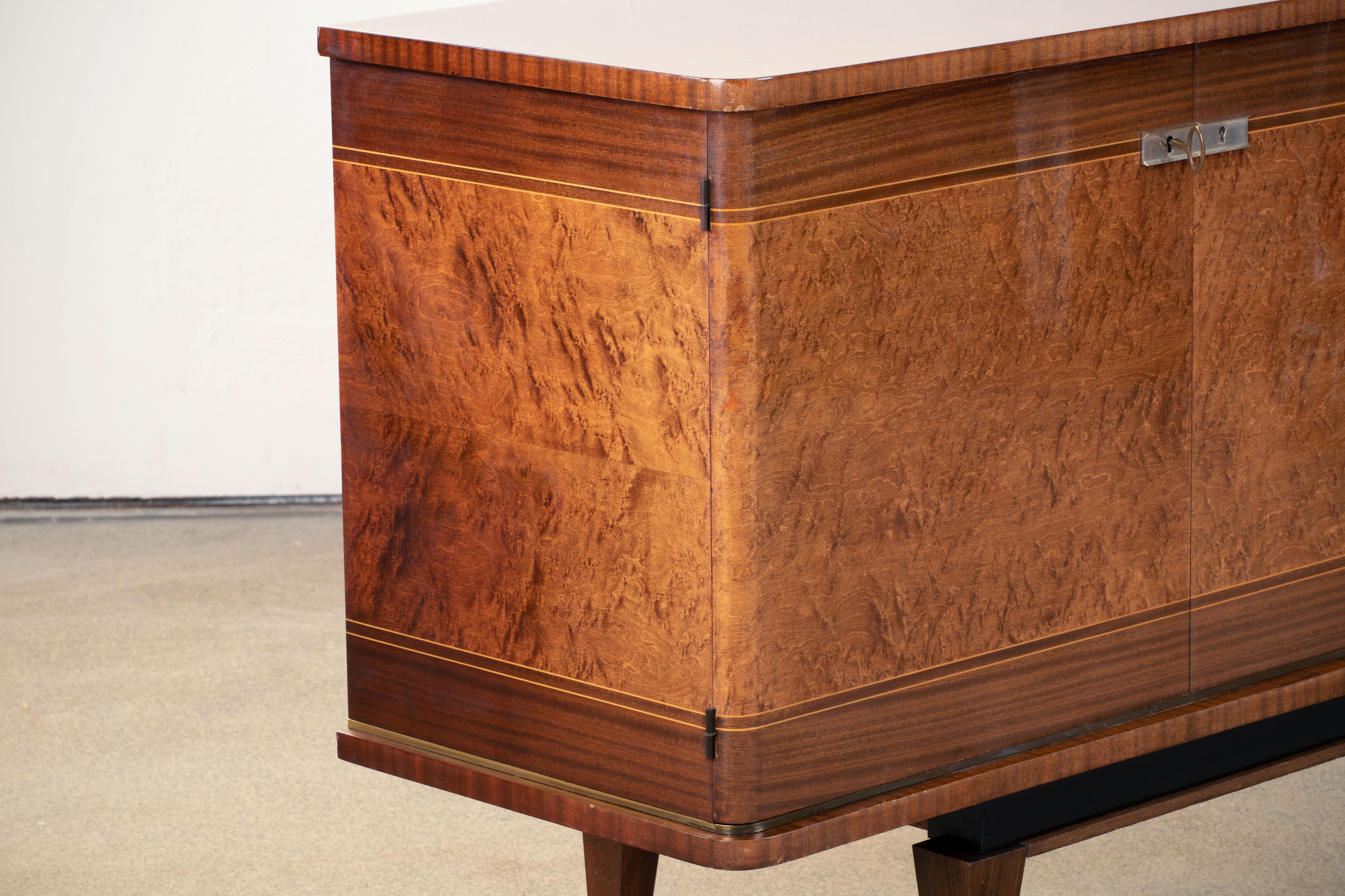 French Large Art Deco Sideboard Elm Burl, 1940s 12