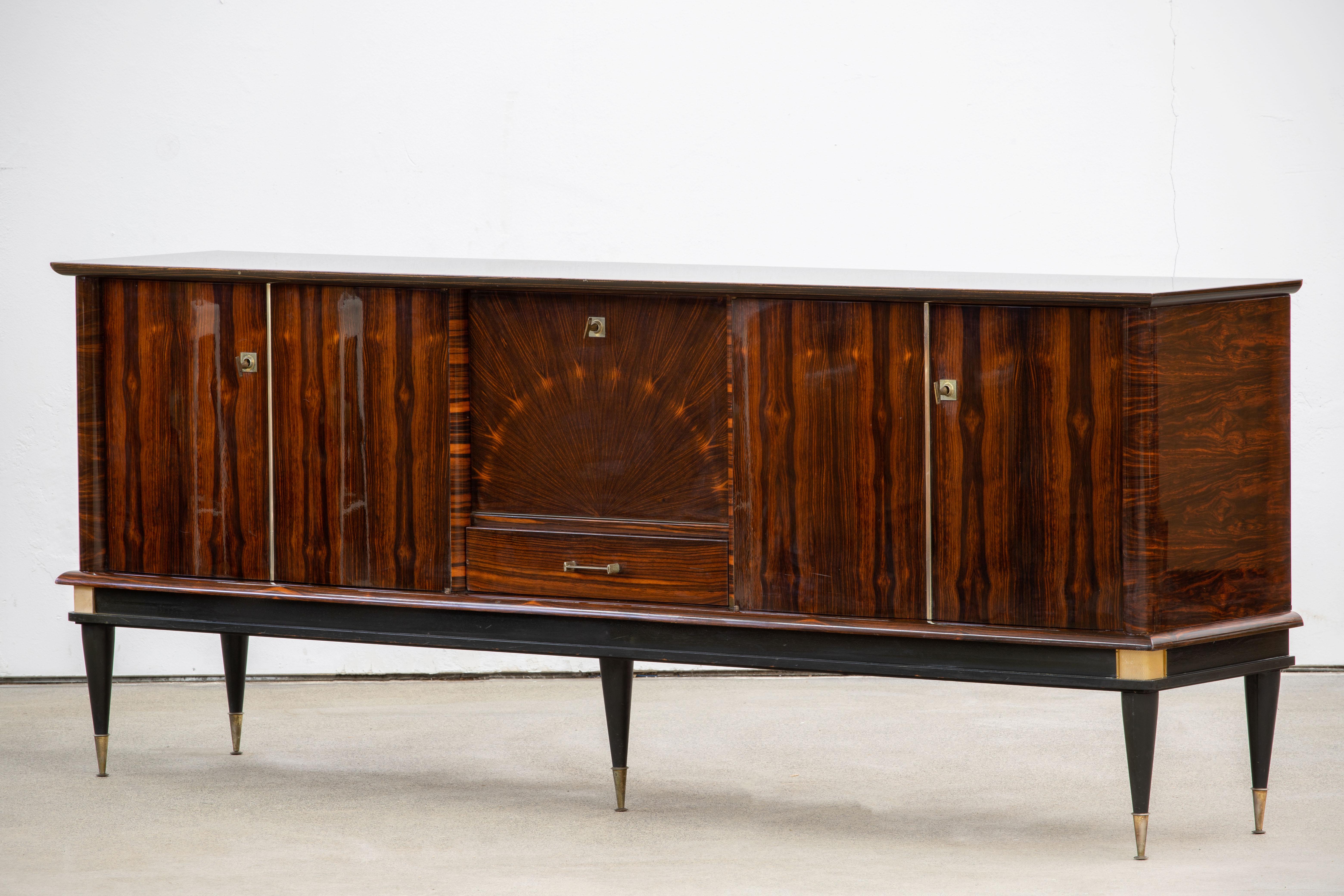 French Large Art Deco Sideboard Macassar, 1940s 6