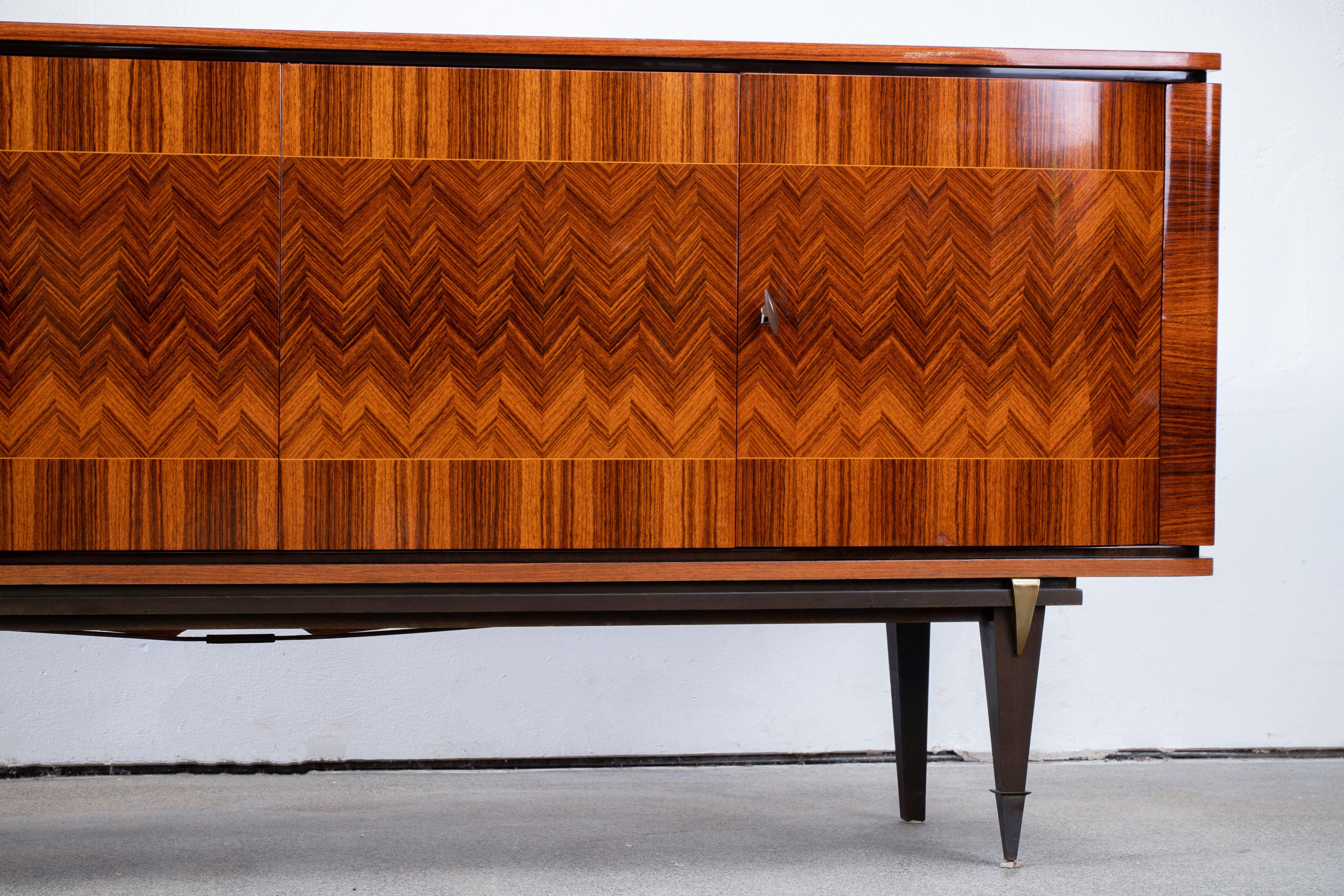 French Large Art Deco Sideboard Macassar, 1940s 6