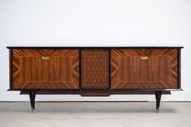 French Large Art Deco Sideboard Macassar, 1940s For Sale 7