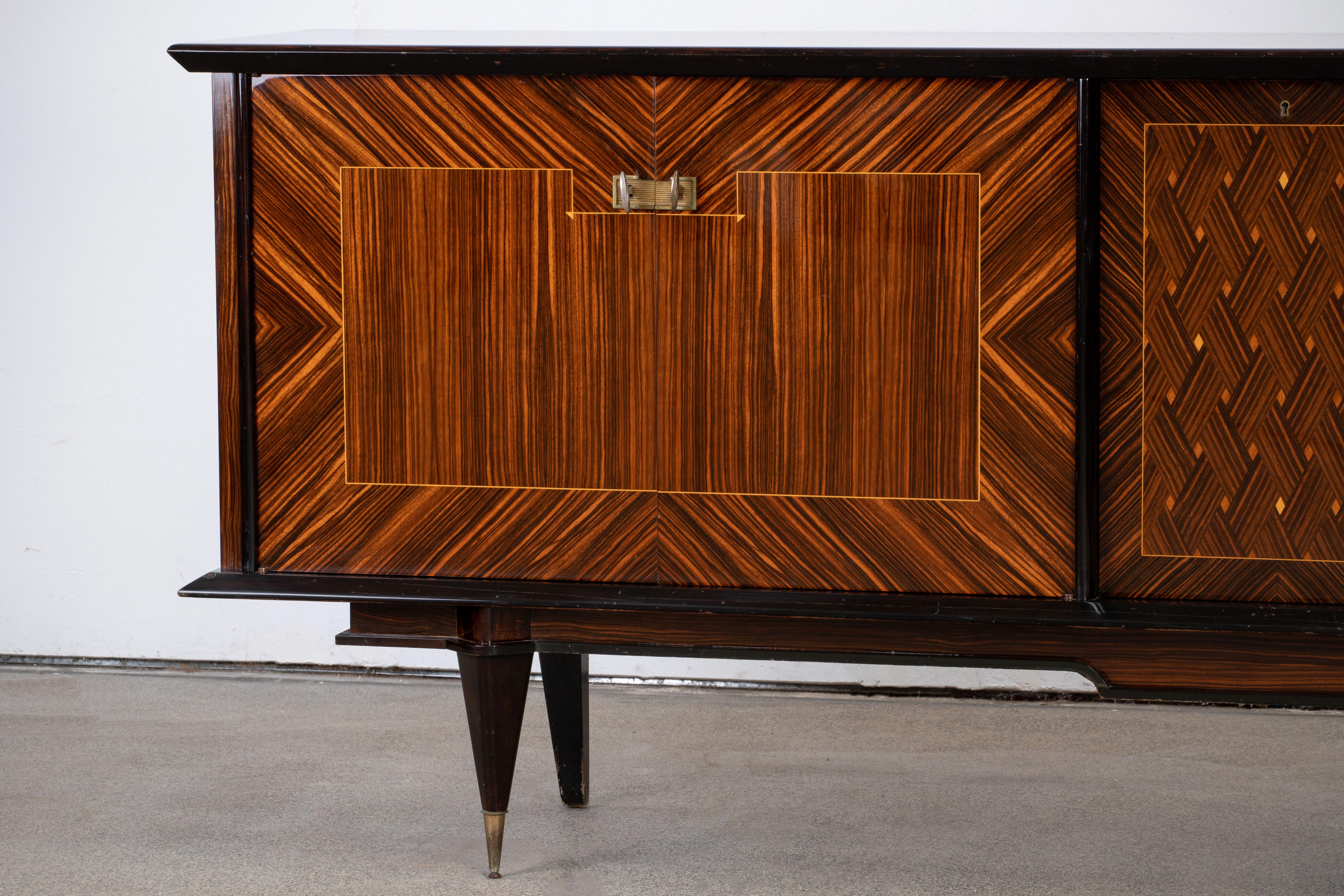 French Large Art Deco Sideboard Macassar, 1940s 8