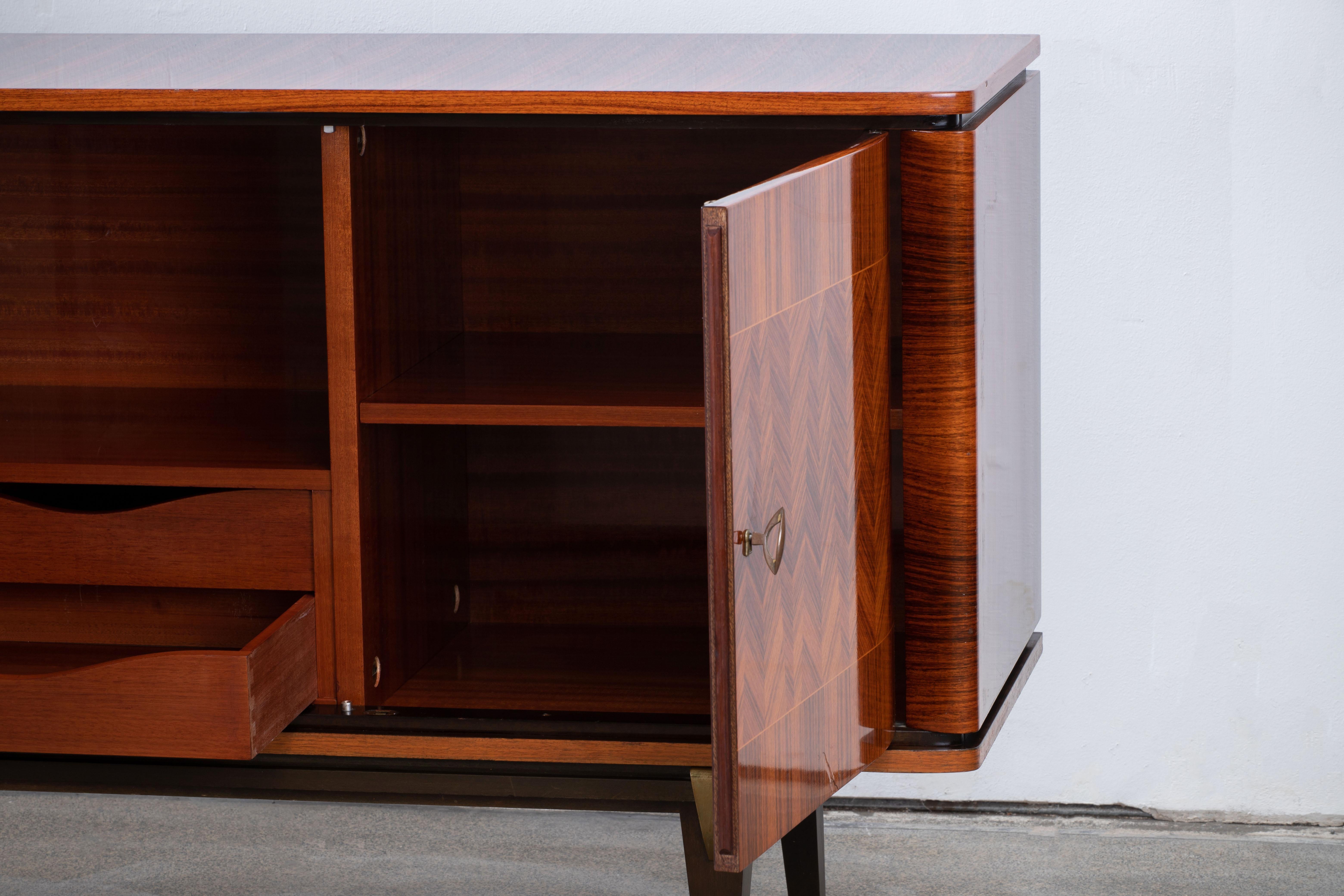 French Large Art Deco Sideboard Macassar, 1940s 8