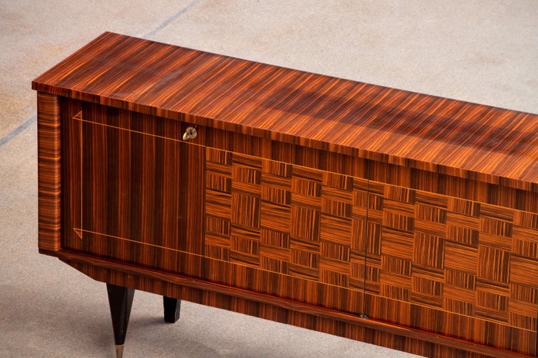 French Large Art Deco Sideboard Macassar, 1940s For Sale 9
