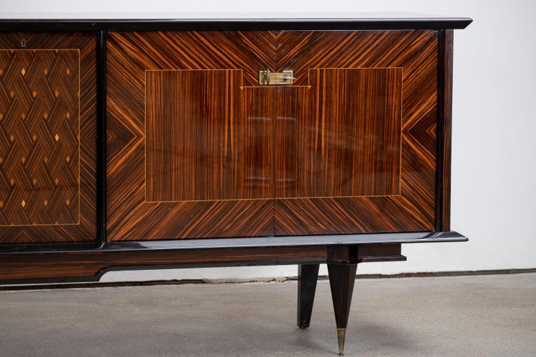 French Large Art Deco Sideboard Macassar, 1940s For Sale 9