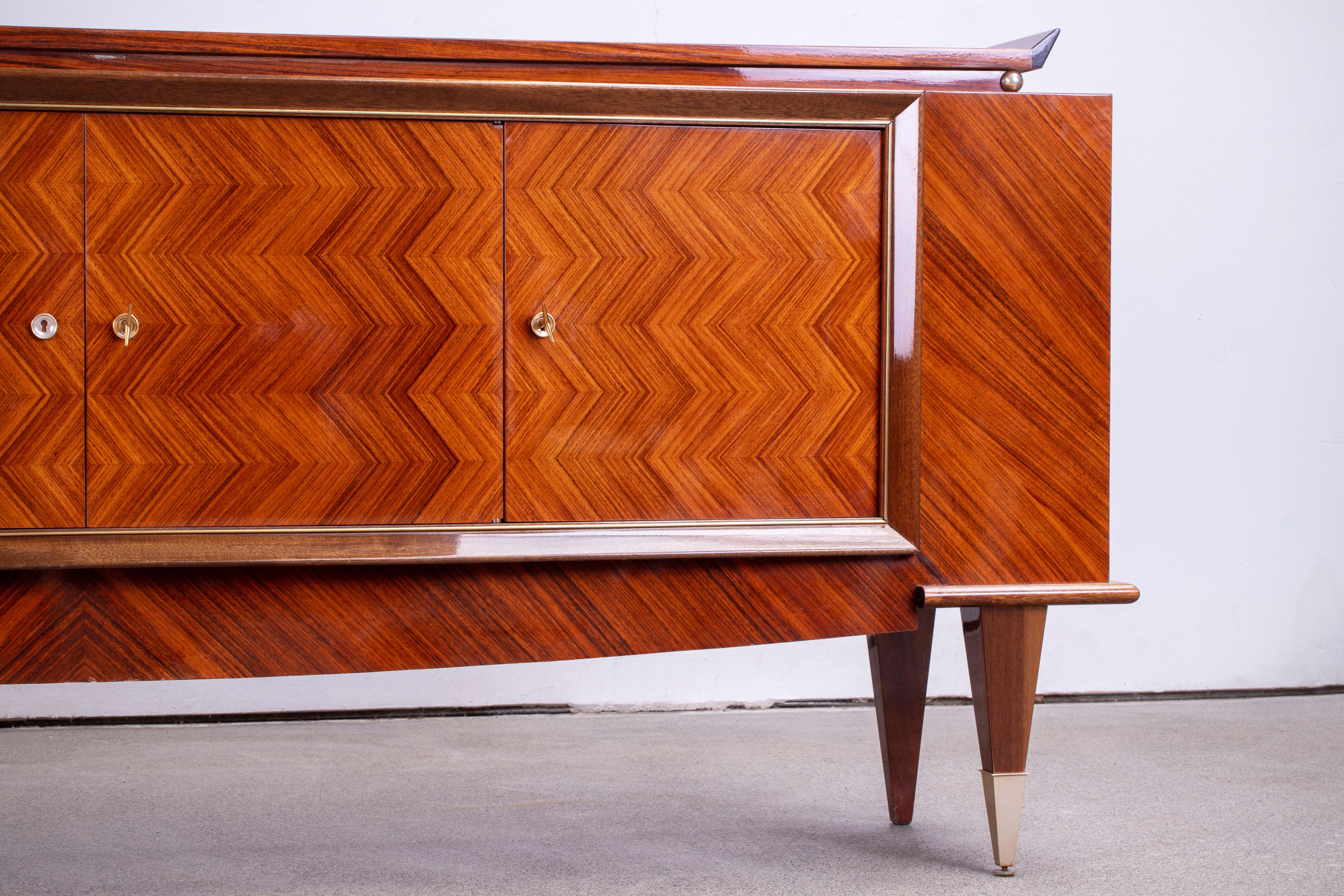 French Large Art Deco Sideboard Macassar, 1940s 8