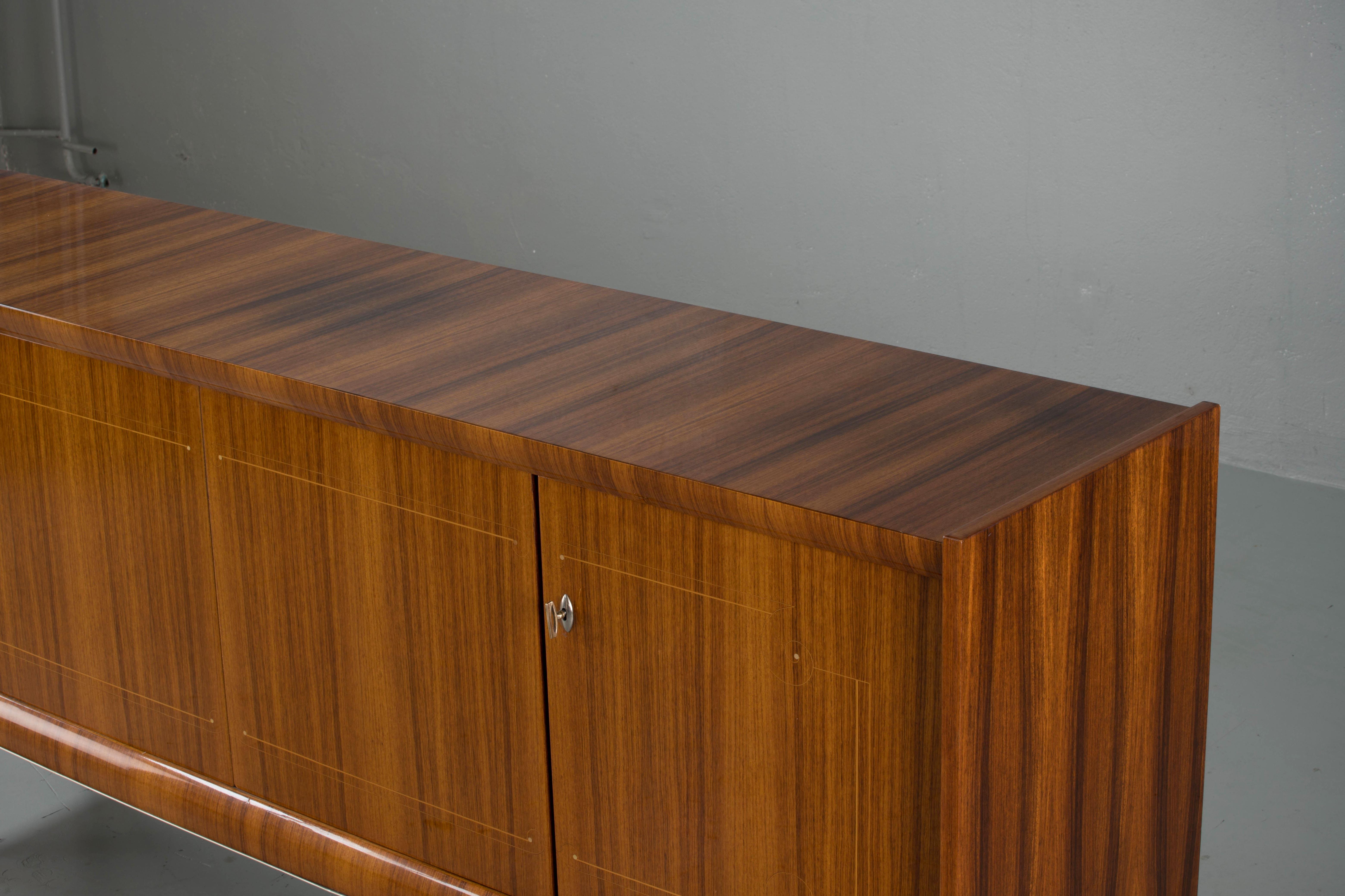 French Large Art Deco Sideboard Macassar, 1940s 8