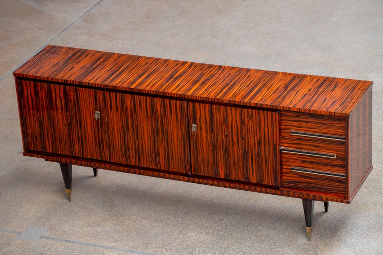 French Large Art Deco Sideboard Macassar, 1940s 12