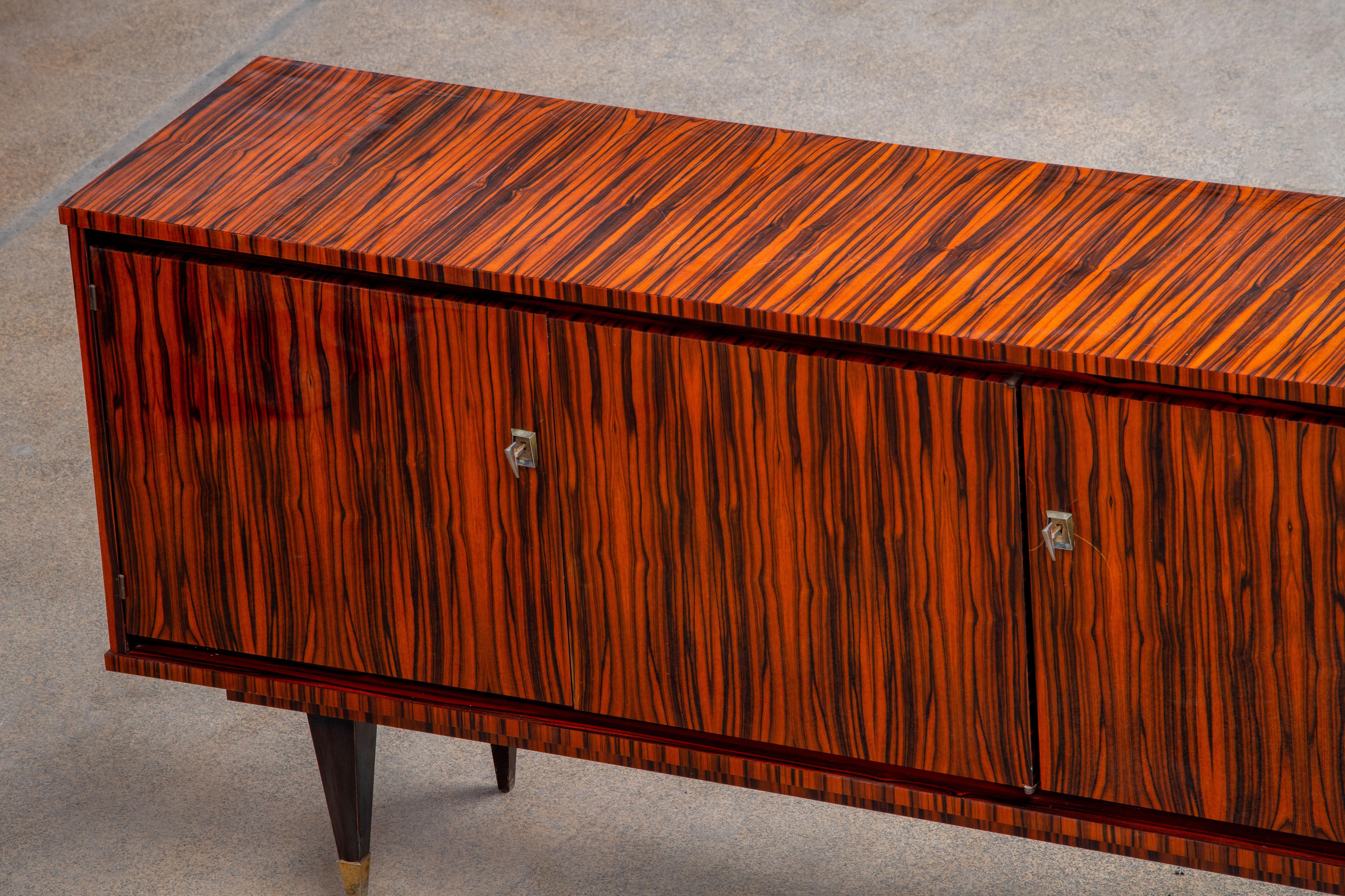 French Large Art Deco Sideboard Macassar, 1940s 13