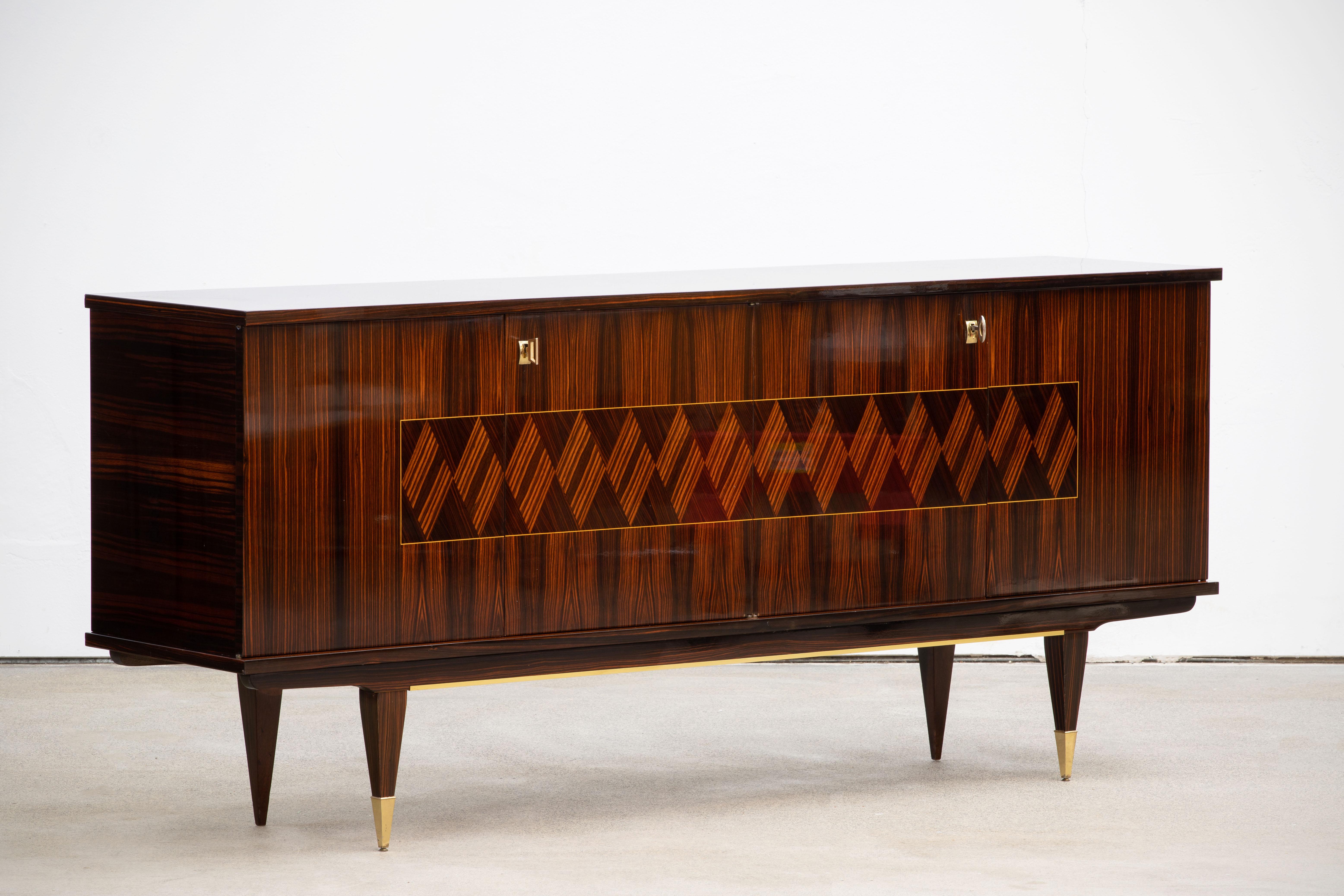 French Large Art Deco Sideboard Macassar, 1940s 13