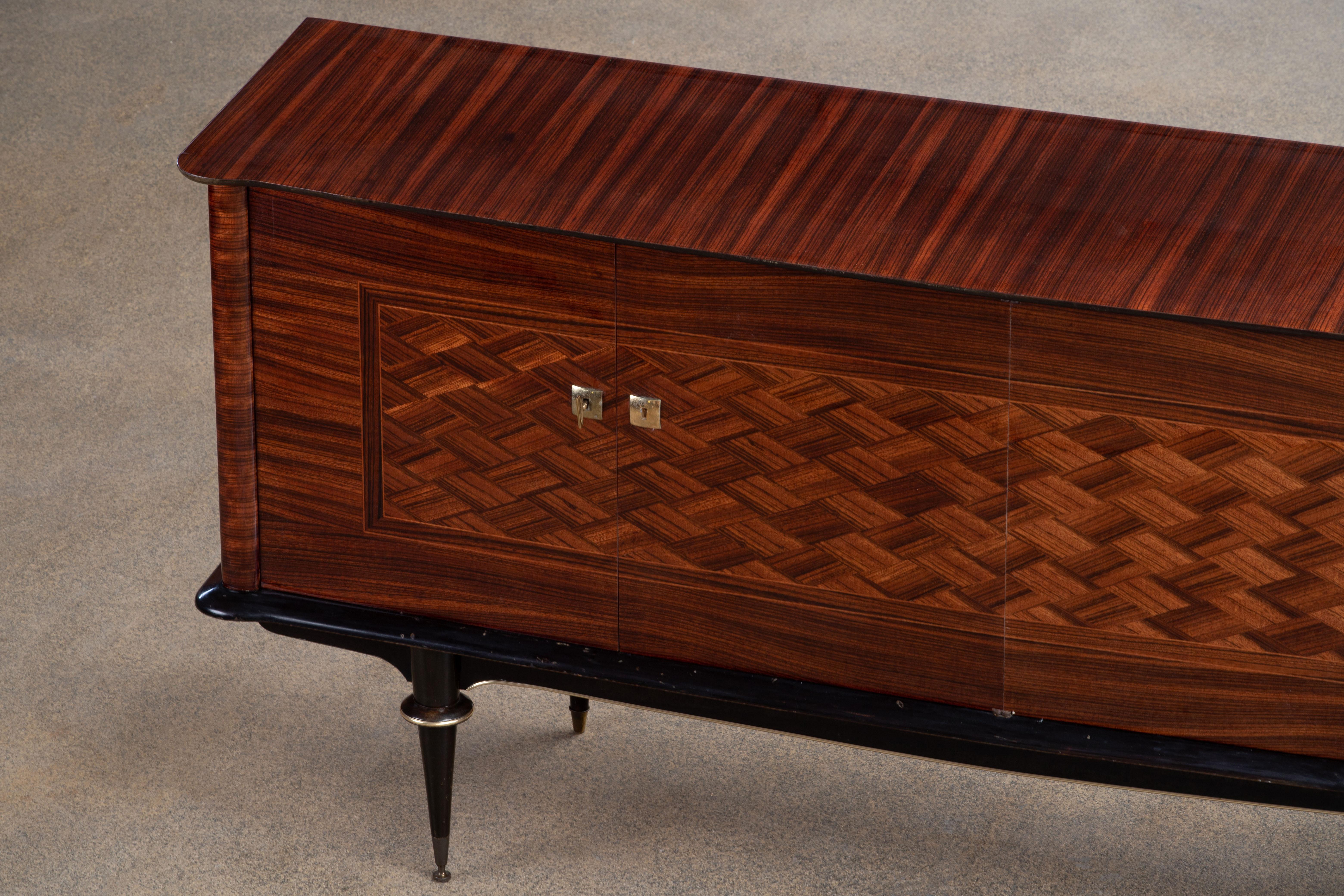 French Large Art Deco Sideboard Macassar, 1940s For Sale 13