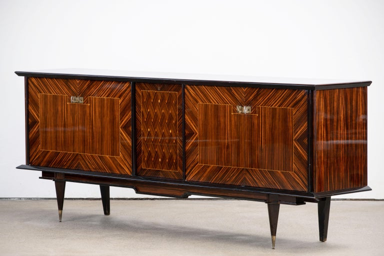 French Large Art Deco Sideboard Macassar, 1940s For Sale 13