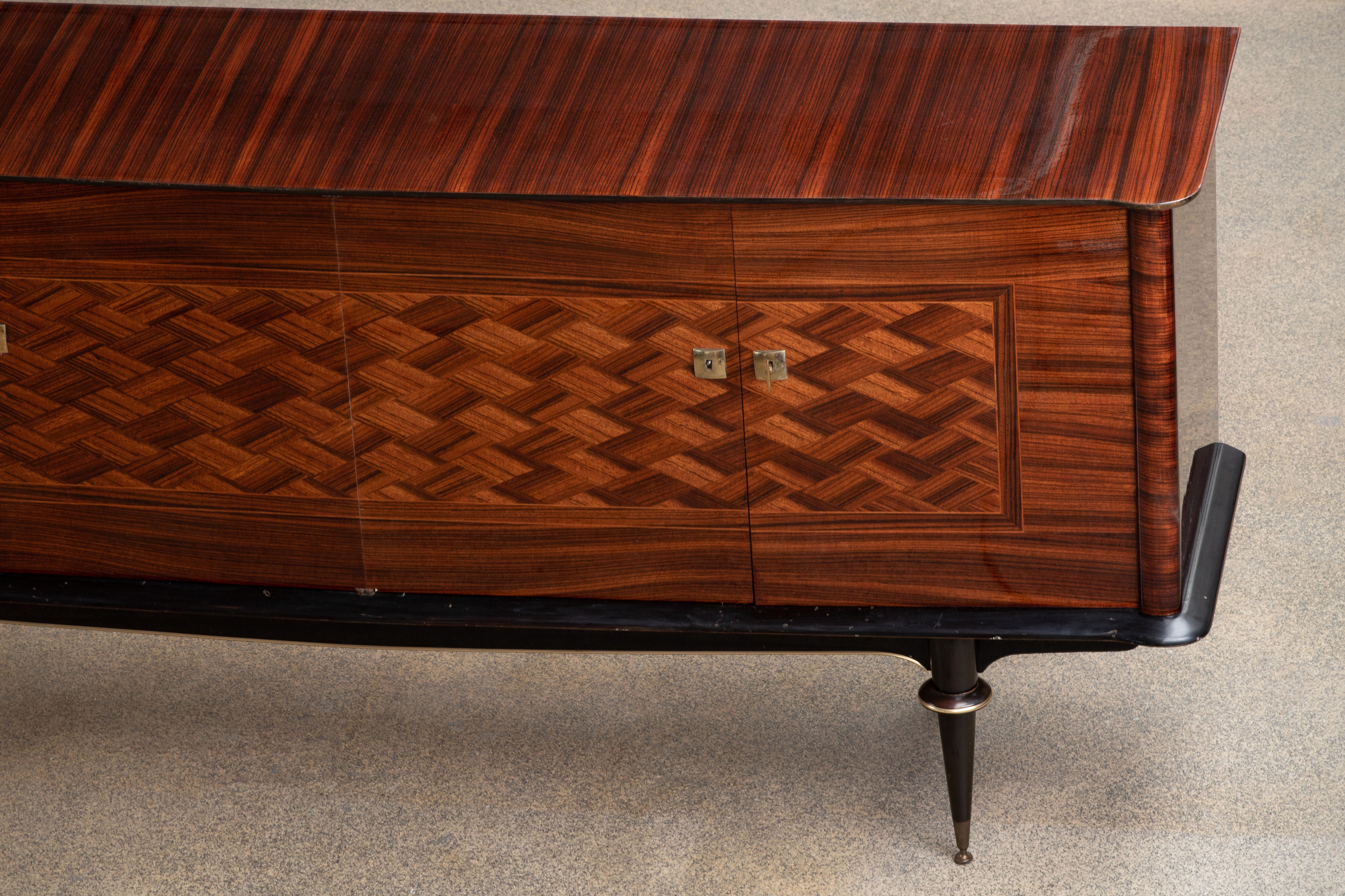 French Large Art Deco Sideboard Macassar, 1940s 14