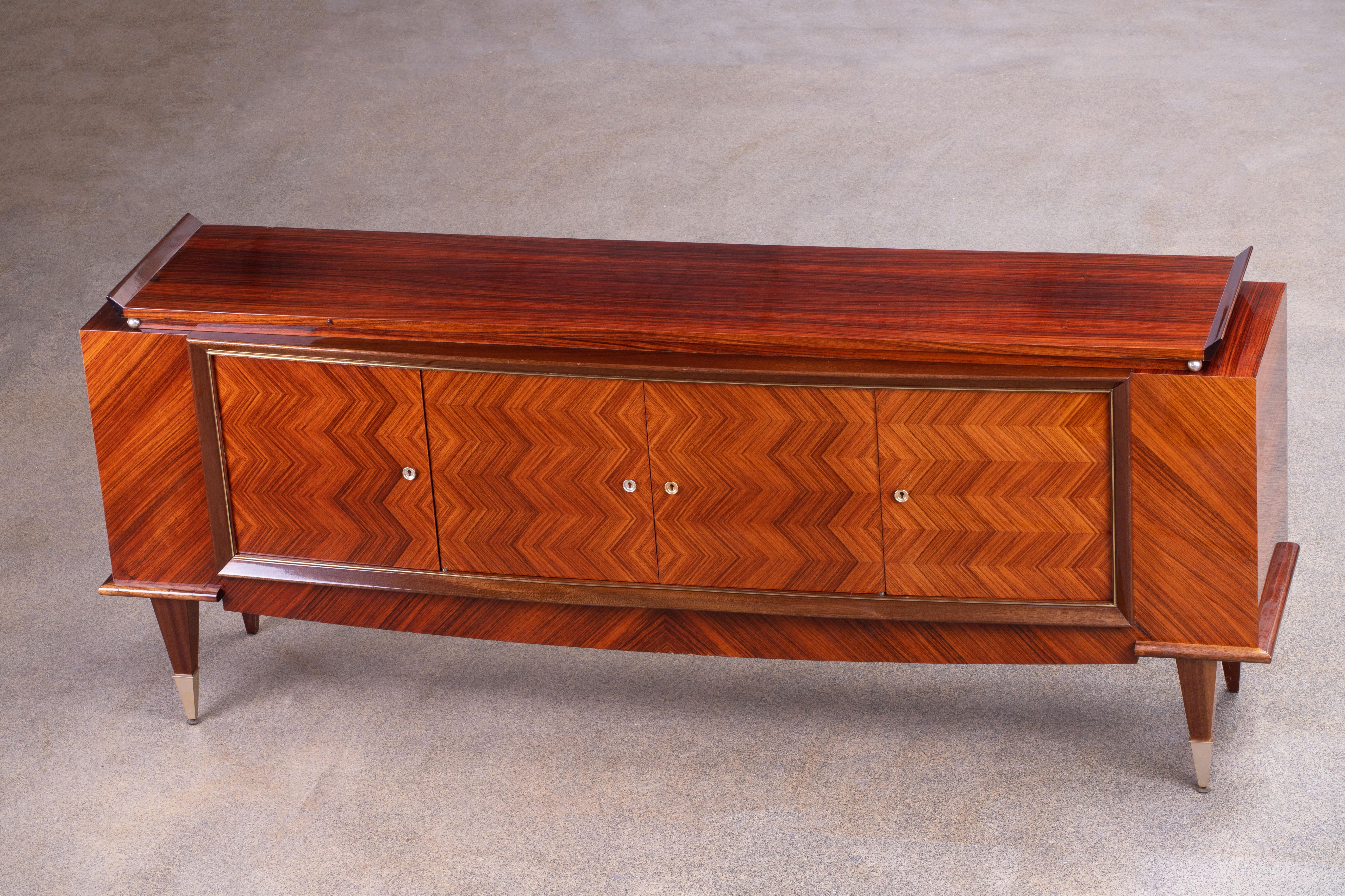 French Large Art Deco Sideboard Macassar, 1940s 13