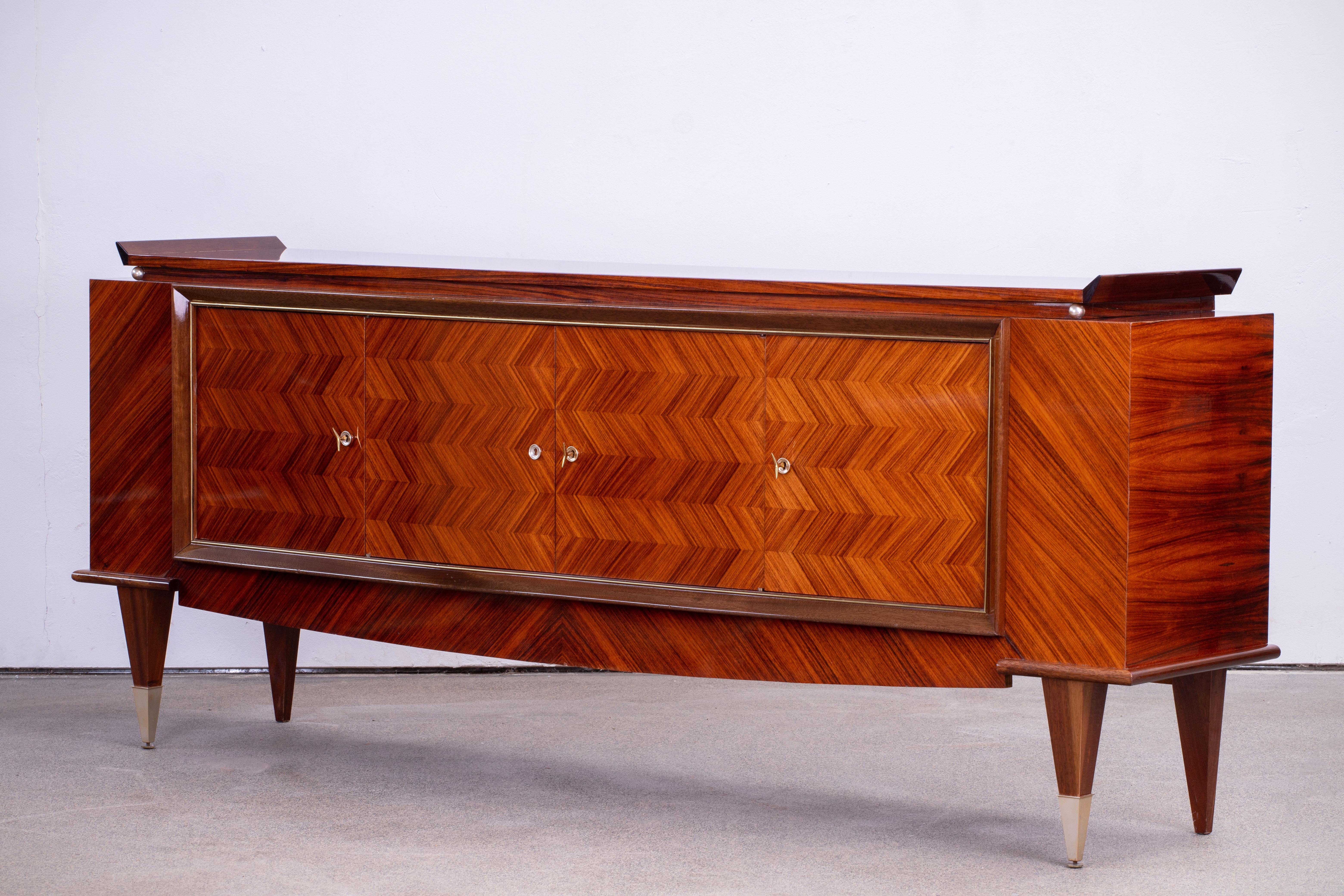 Mid-Century Modern French Large Art Deco Sideboard Macassar, 1940s