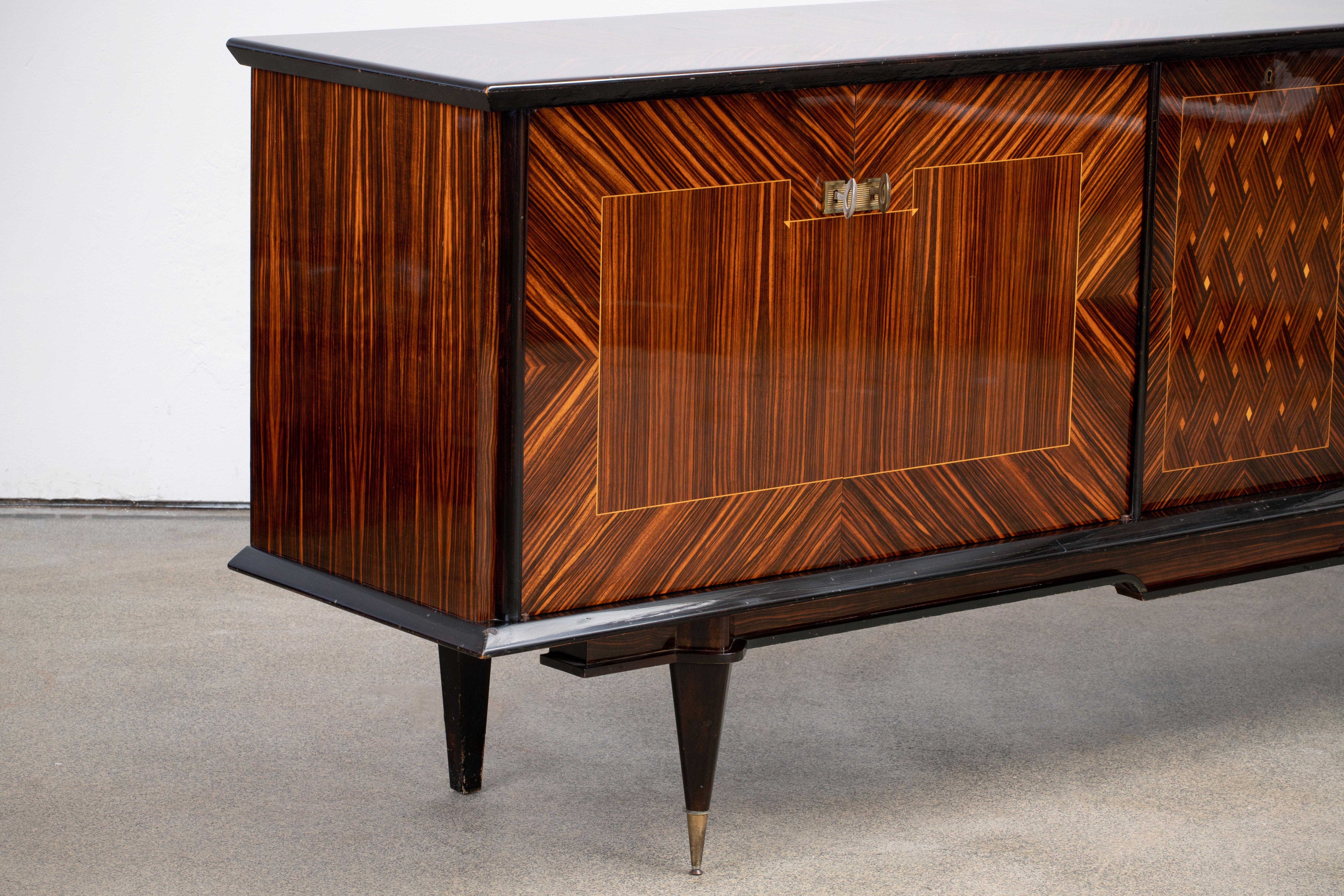 Mid-20th Century French Large Art Deco Sideboard Macassar, 1940s